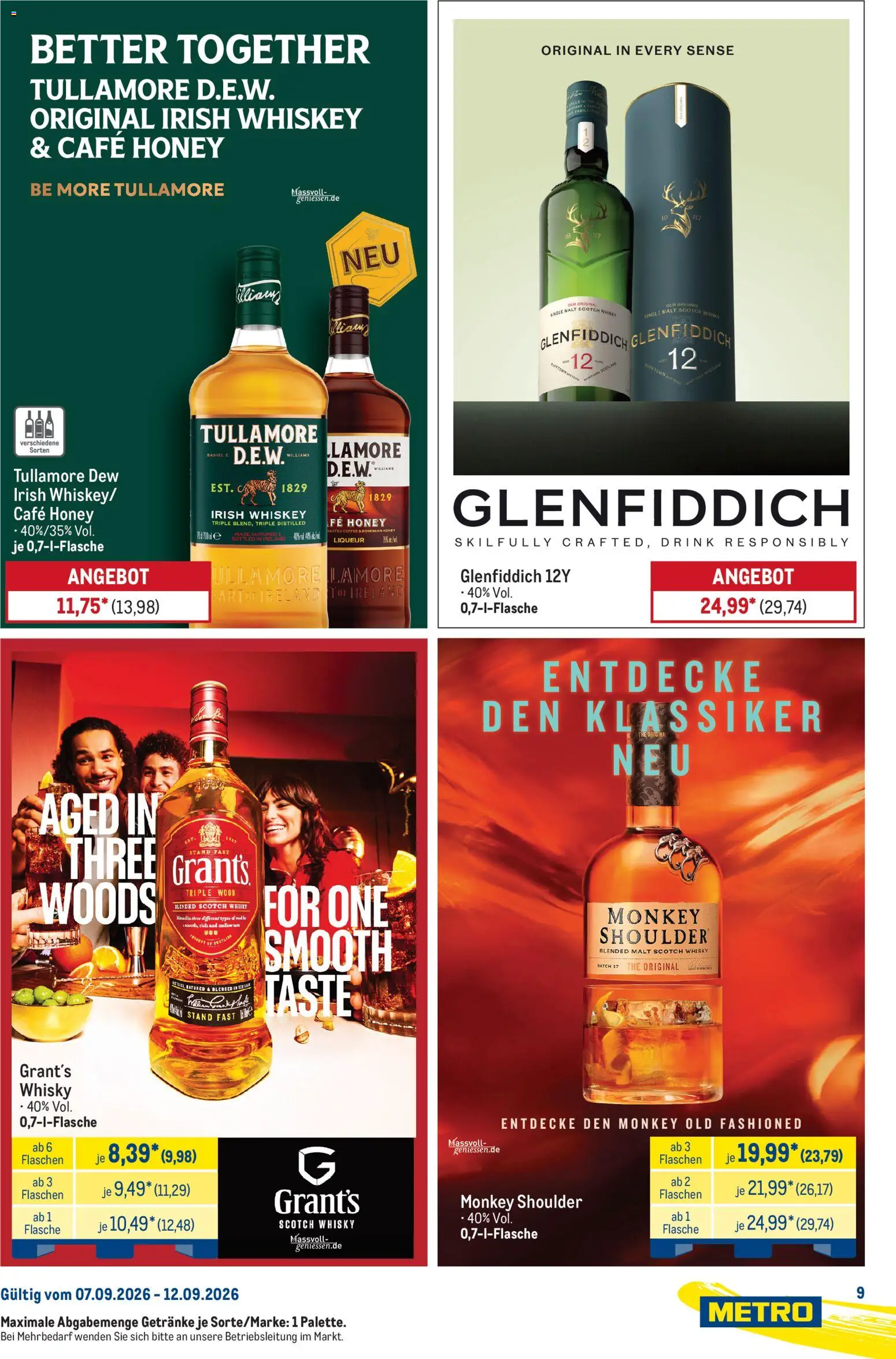 Metro Starke Marken – gültig ab 07.09.2026 | Seite: 9 | Produkte: Whisky, Whiskey