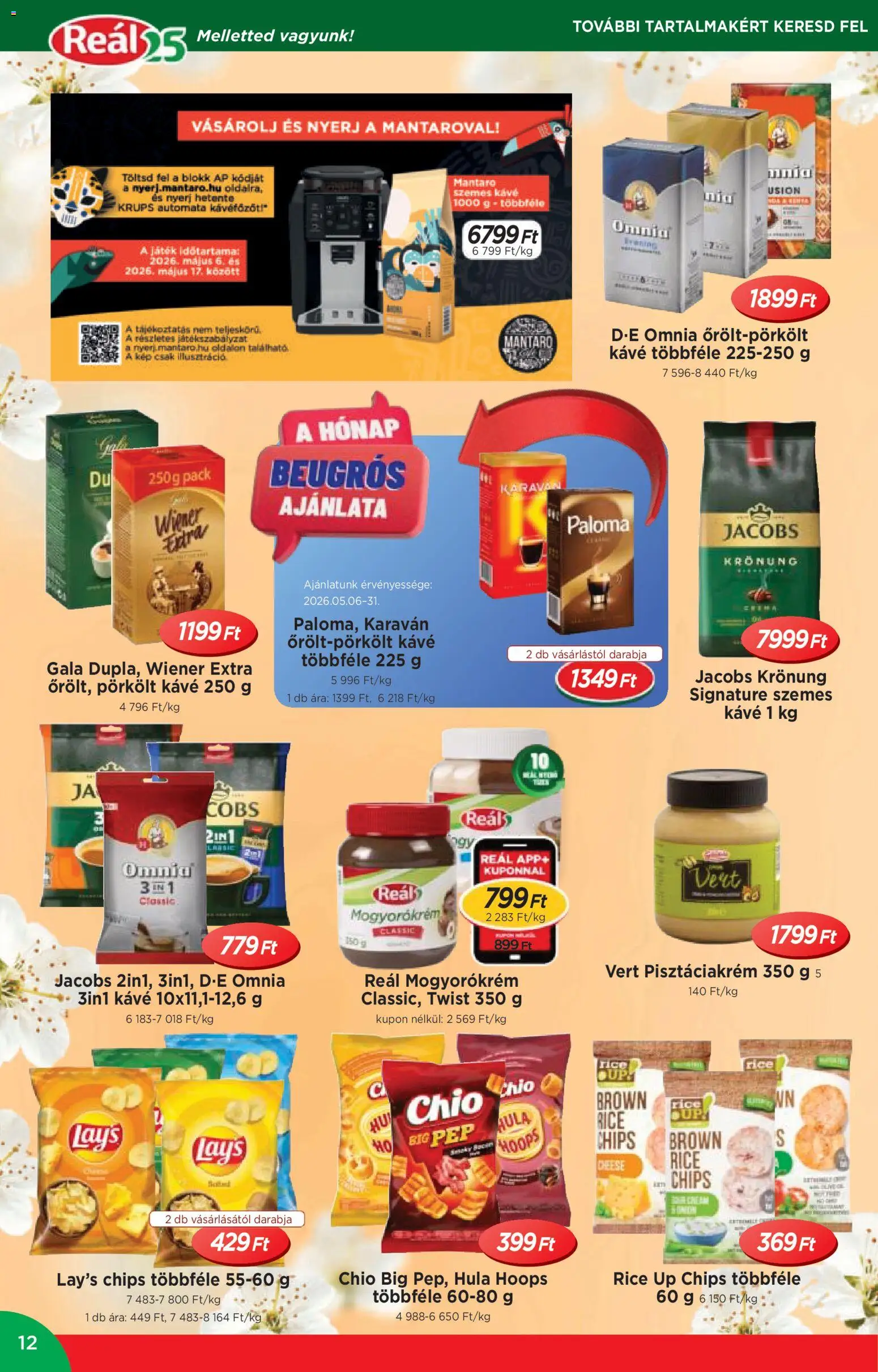 Reál akciós ujság - amely érvényes a következő dátumtól: 06.05.2026 | Oldal: 12 | Termékek: Chips, Játék, Kávé, Szemes kávé
