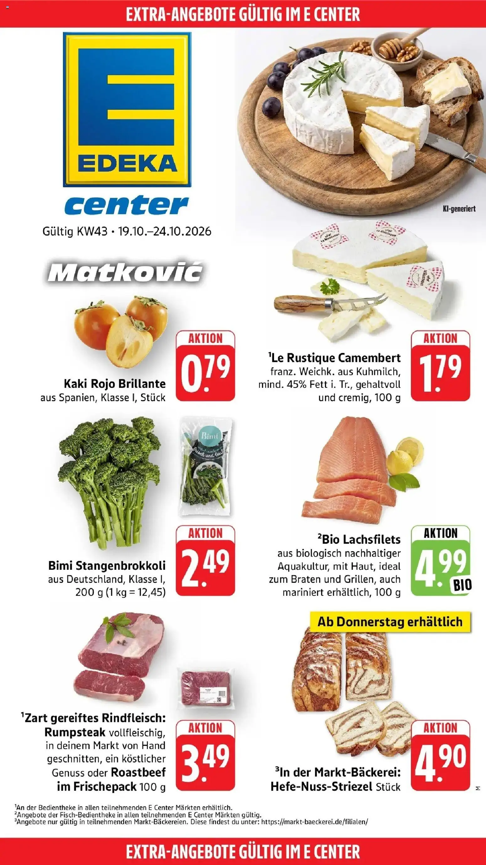 Edeka Prospekt Ditzingen (ab 19.10.2026) » Angebote Online | Seite: 63 | Produkte: Rumpsteak, Camembert, Kaki, Rindfleisch