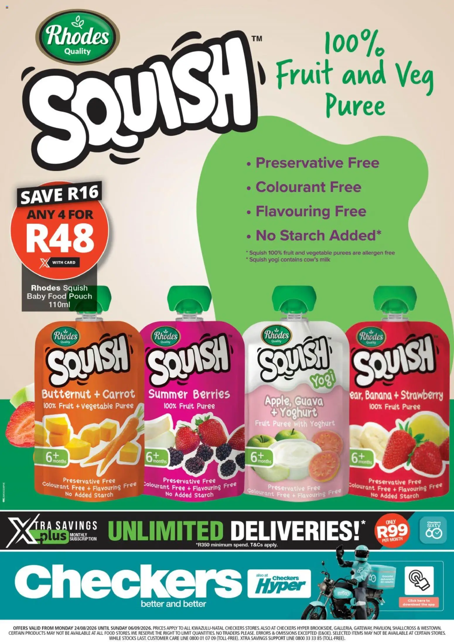 New Checkers catalogue – valid from 24/08/2026 | Page: 1 | Products: Milk, Preservative, Baby food, Fruit