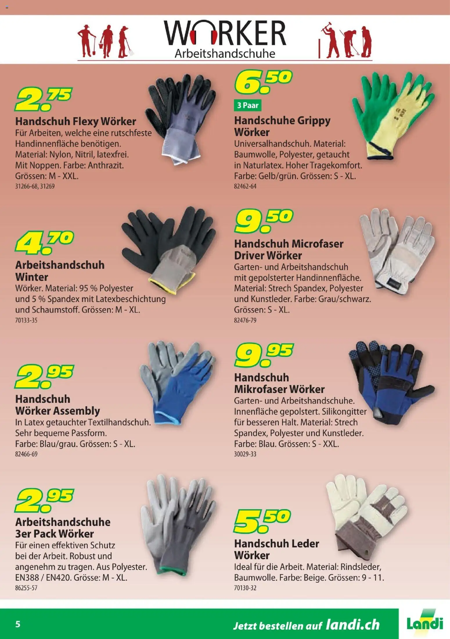 Landi aktionen Arbeitsbekleidung – gültig ab 10.06.2026 | Seite: 5 | Produkte: Handschuhe