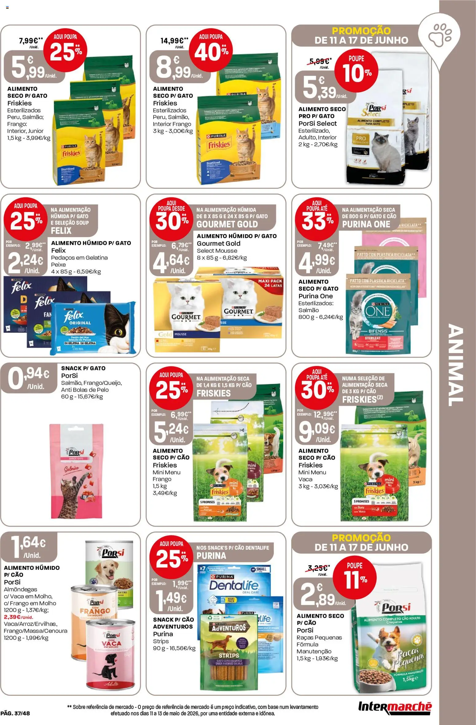 Intermarché folheto │ válido de 11.06.2026 | Página: 37 | Produtos: Purina one, Gelatina, Salmão, Peixe