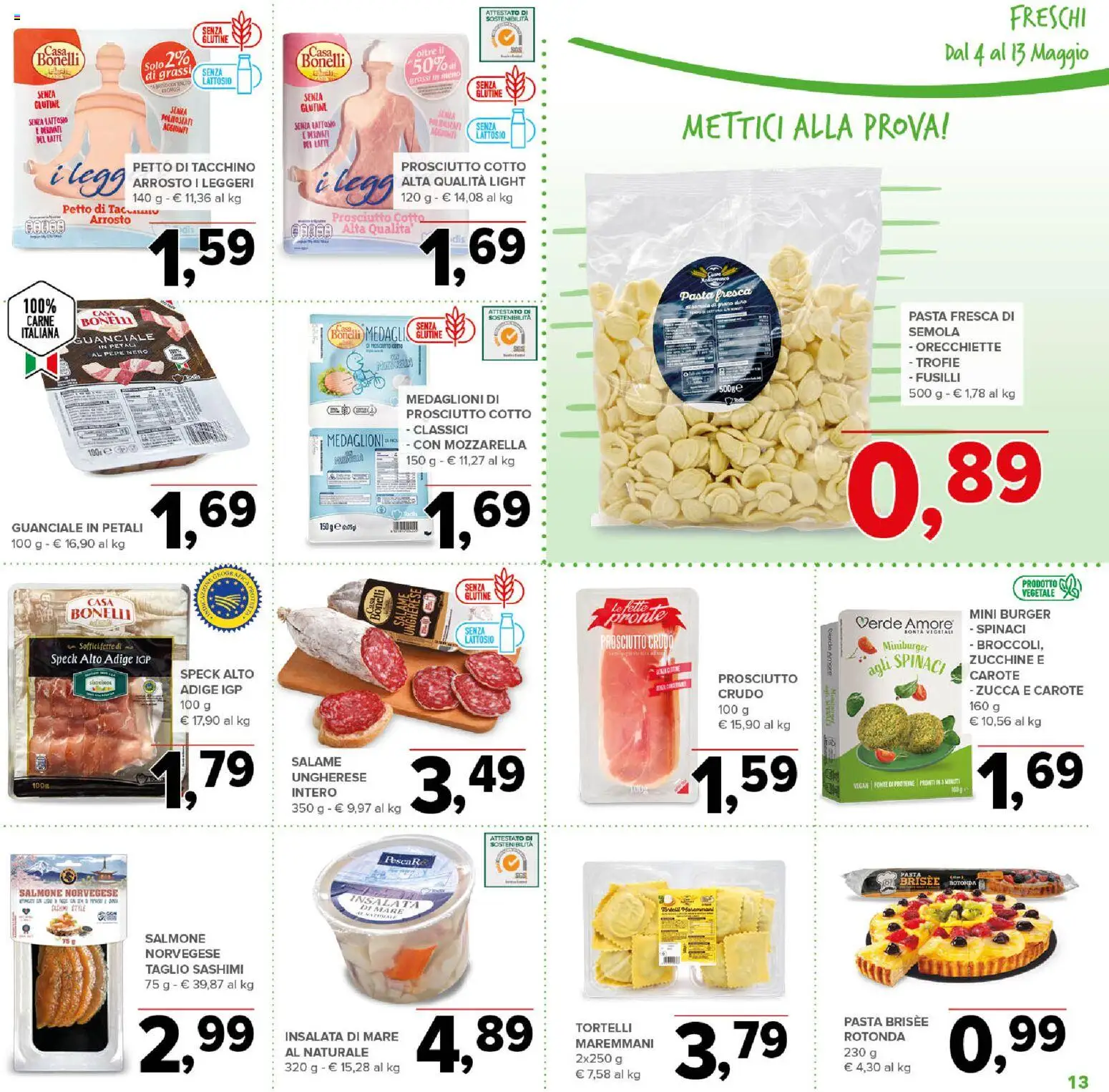 Volantino Todis del 04.05.2026 | Pagina: 13 | Prodotti: Speck, Prosciutto, Fusilli, Zucchine