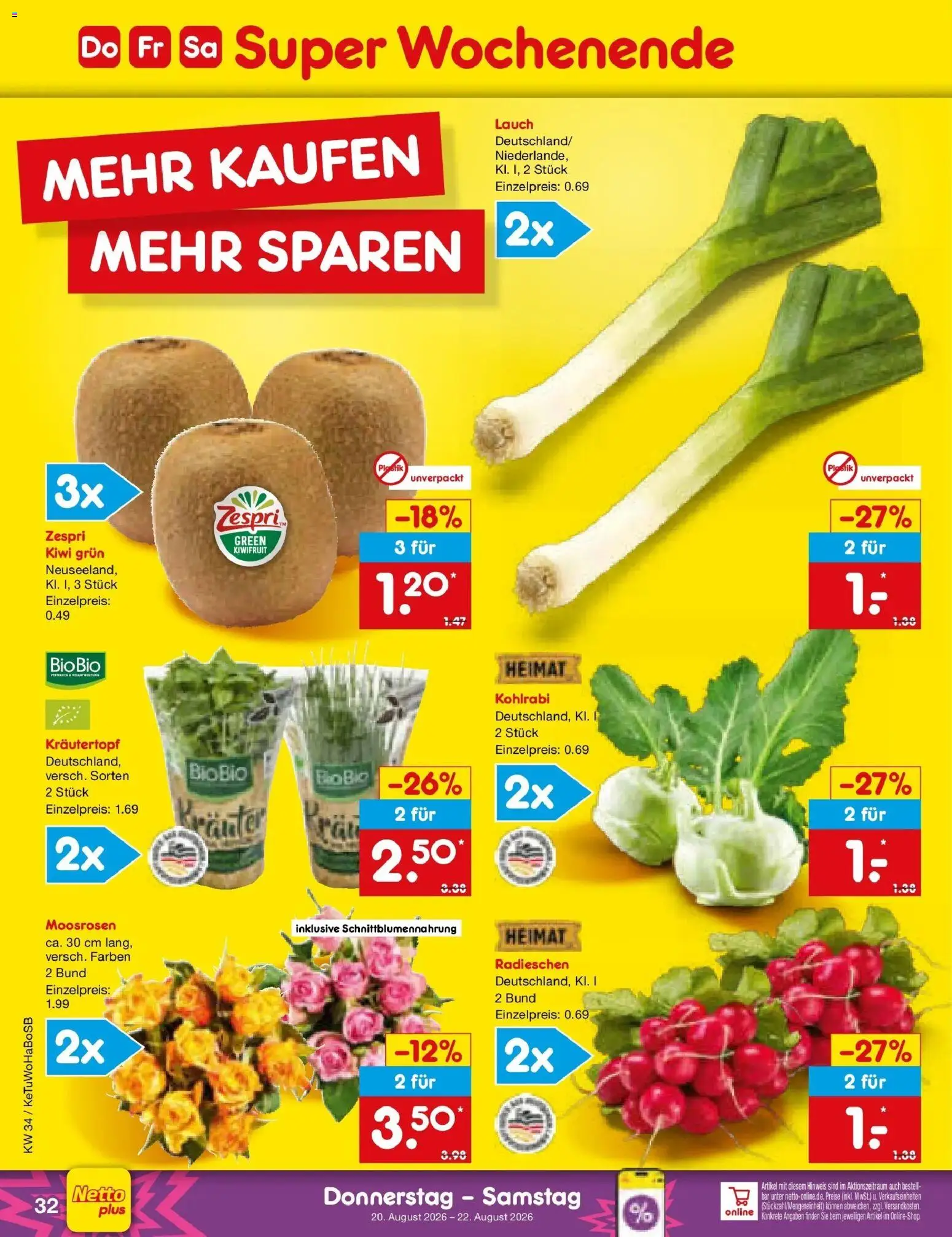 Netto Marken-Discount Prospekt Kruft – gültig ab 17.08.2026 | Seite: 50 | Produkte: Kohlrabi, Kiwi, Lauch