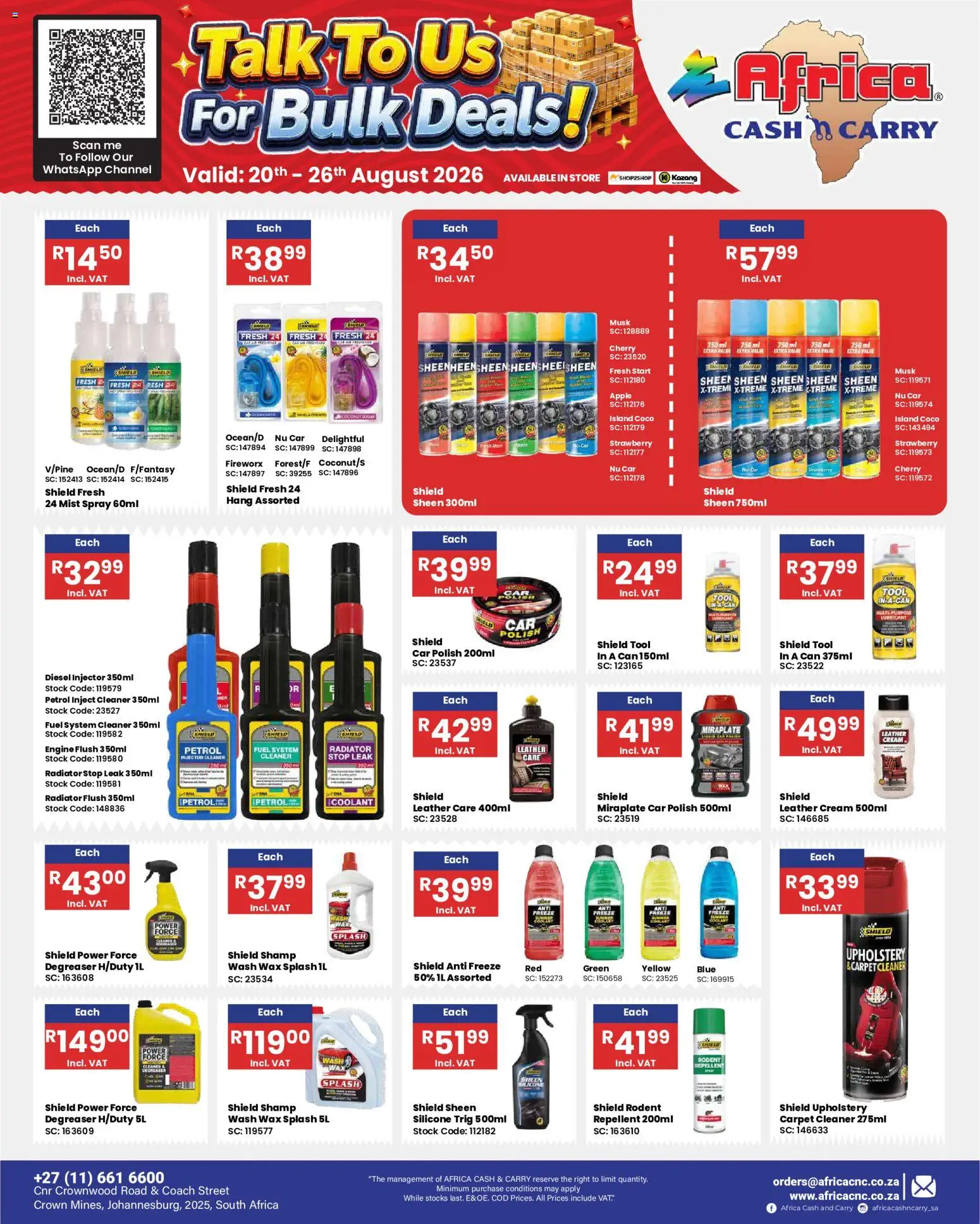 New Africa Cash & Carry catalogue – valid from 20/08/2026 | Page: 54 | Products: Radiator, Wax, Cream, Degreaser