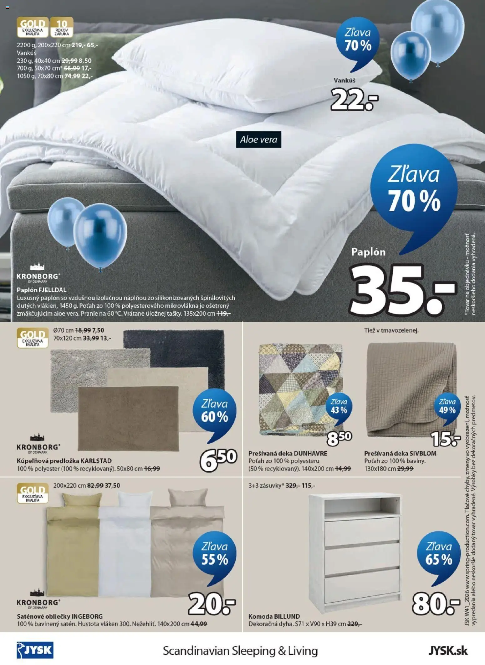 Nové JYSK akcie – leták je platný od 07.10.2026 | Strana: 12 | Produkty: Obliečky, Vankúš, Komoda
