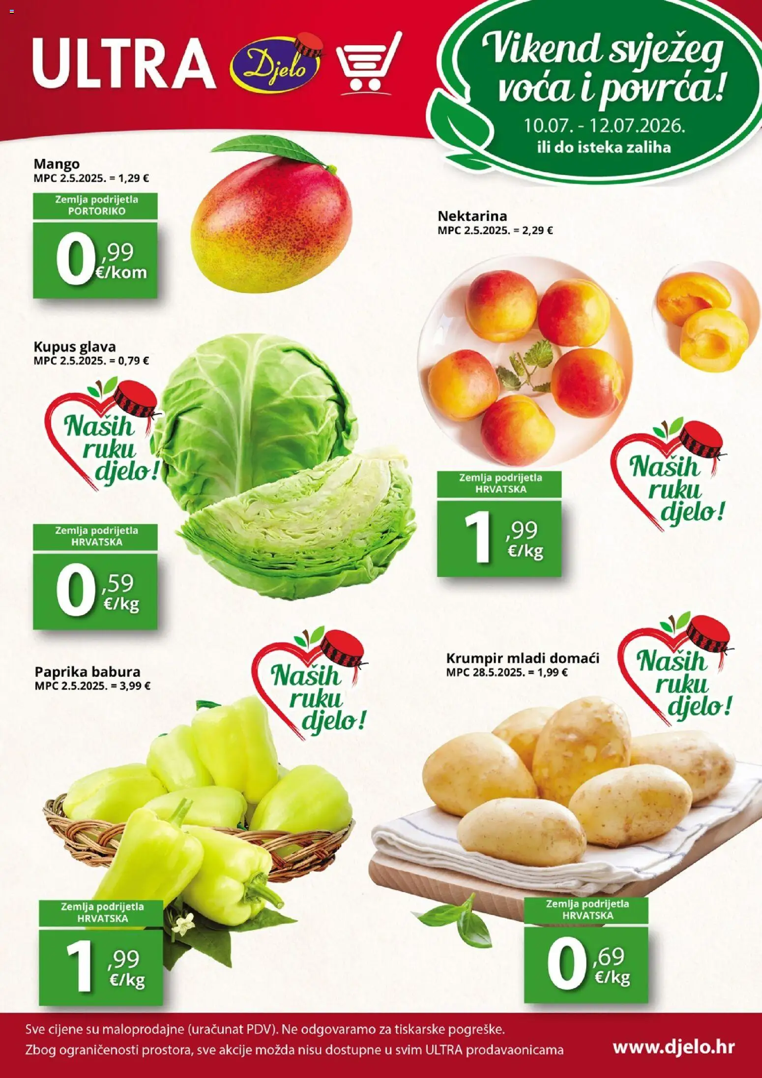 Djelo katalog | vrijedi od 10.07.2026 | Stranica: 1 | Proizvodi: Paprika, Krumpir, Mango, Nektarina