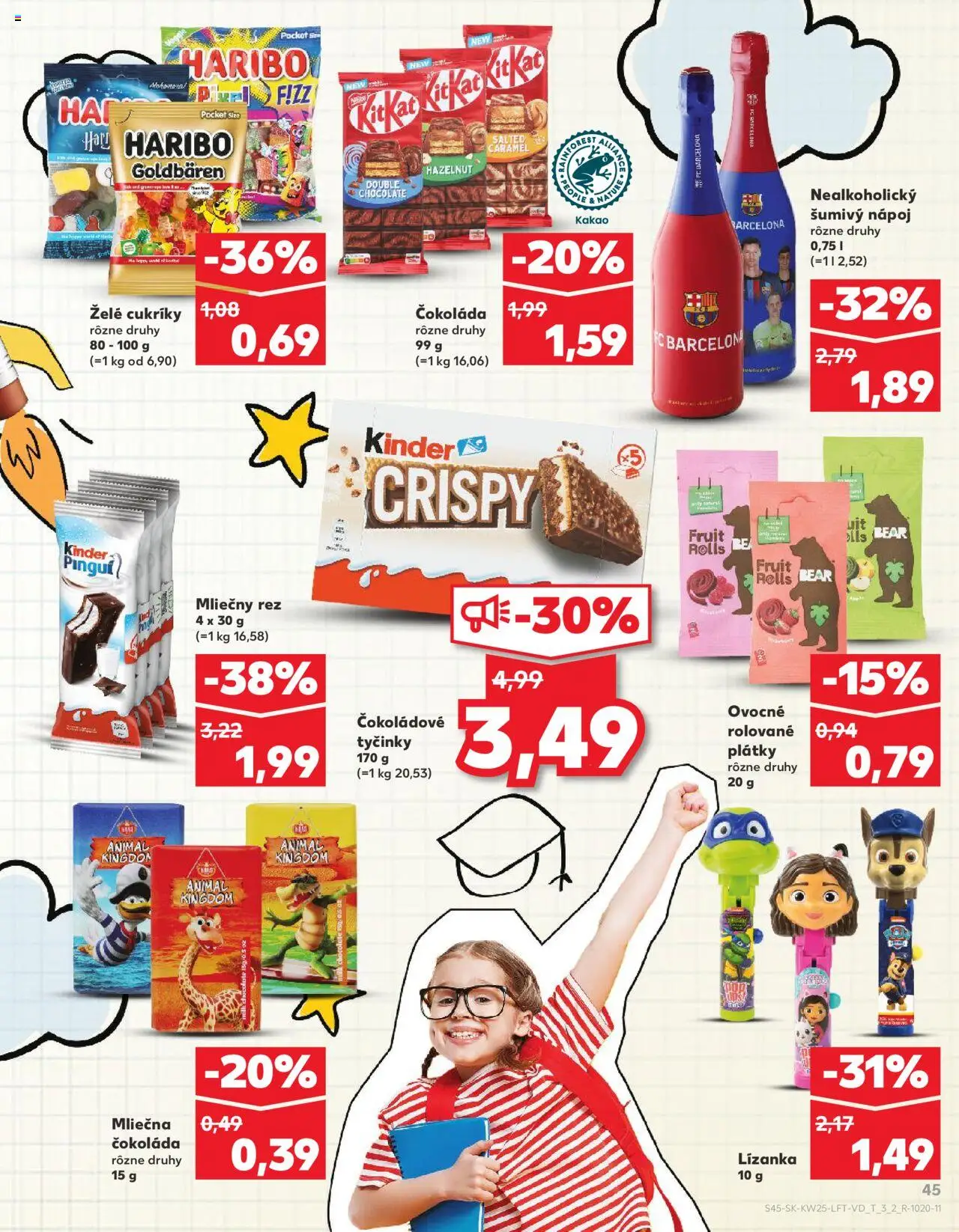 Nové Kaufland akcie – leták je platný od 19.06.2025 | Strana: 45 | Produkty: Lis, Kinder, Čokoláda, Kakao