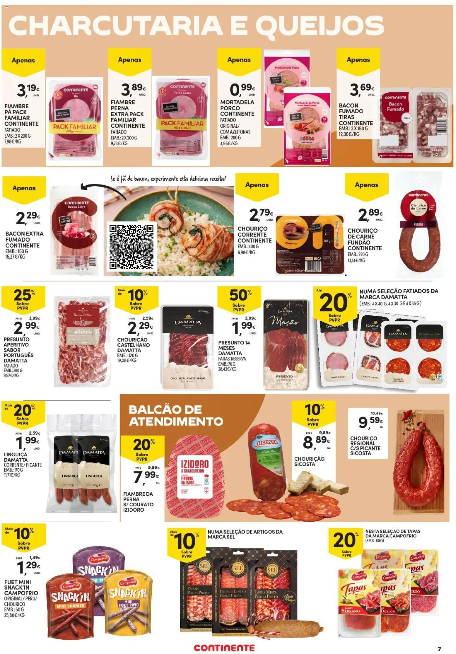 Continente Açores │ válido de 09/07/2026 | Página: 7 | Produtos: Mortadela, Linguiça, Lombo, Pá