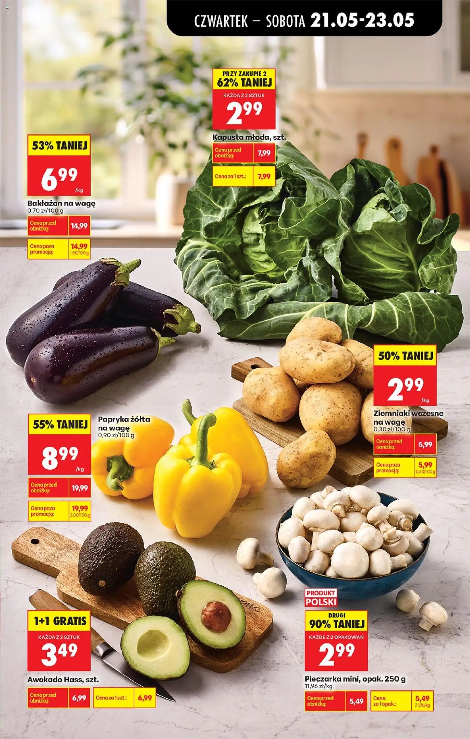 Biedronka gazetka od czwartku od 21.05.2026 | Strona: 23 | Produkty: Kapusta, Papryka, Awokado, Ziemniaki