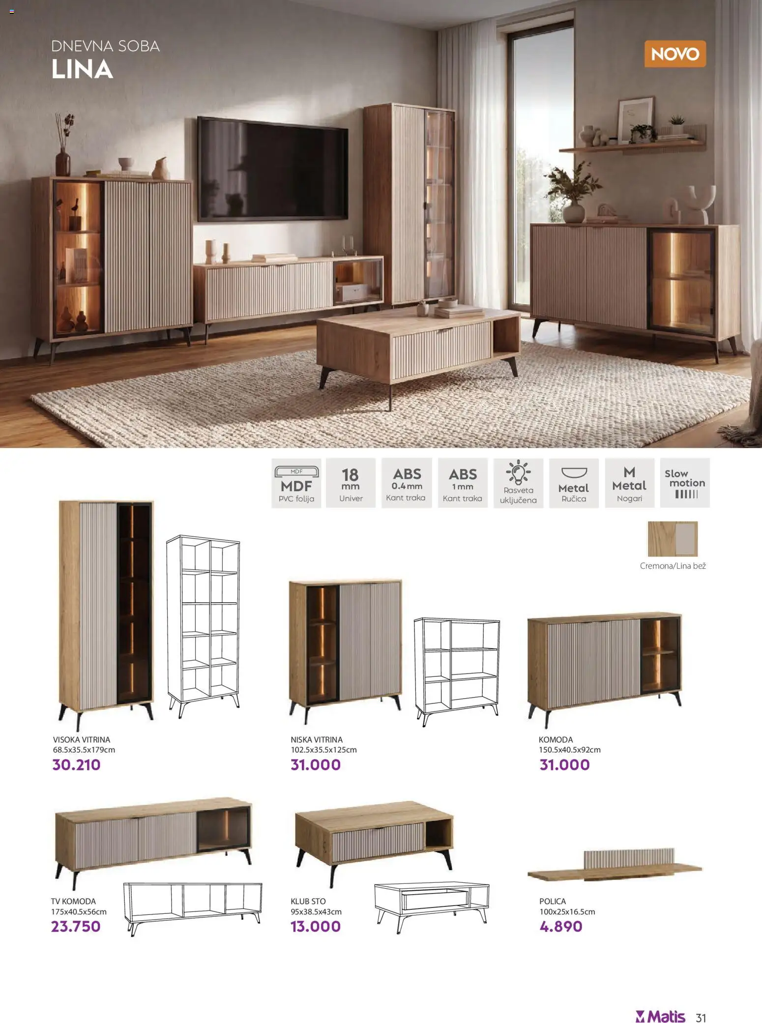Matis katalog - važi od 01.08.2026 | Strana: 31 | Proizvode: Komoda, Tv komoda, Polica, Sto