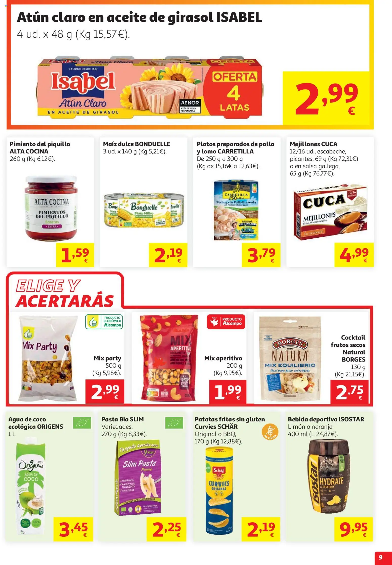 Alcampo  HP Nacional Cat Litoral │ válido desde el 29/07/2026 | Página: 9 | Productos: Aceite, Κάδος απορρυμάτων, Aceite de oliva, Cocina