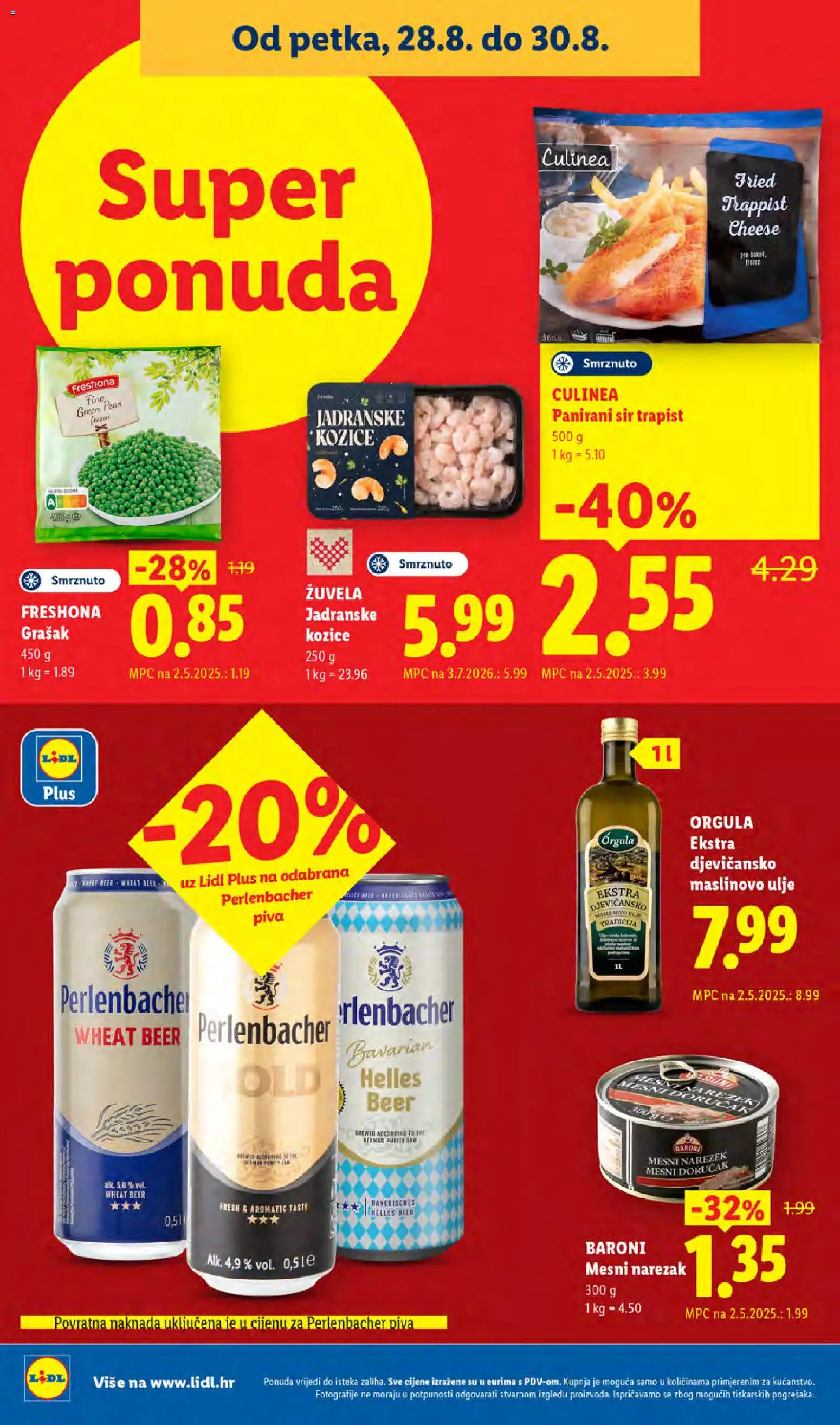 Lidl katalog | vrijedi od 24.08.2026 | Stranica: 64 | Proizvodi: Ulje, Mesni doručak, Grašak, Kozice