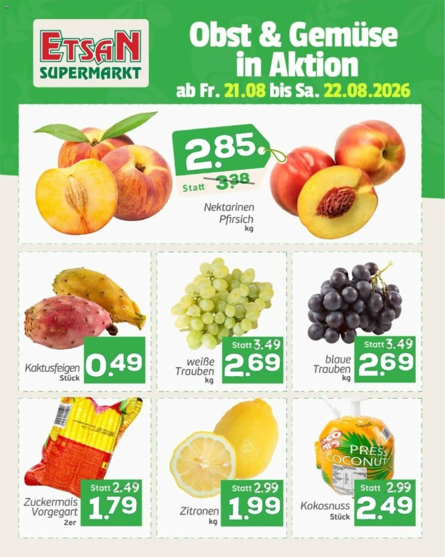 ETSANObst und Gemüse gültig ab 21.08.2026 | Seite: 2 | Produkte: Gemüse, Obst, Pfirsich