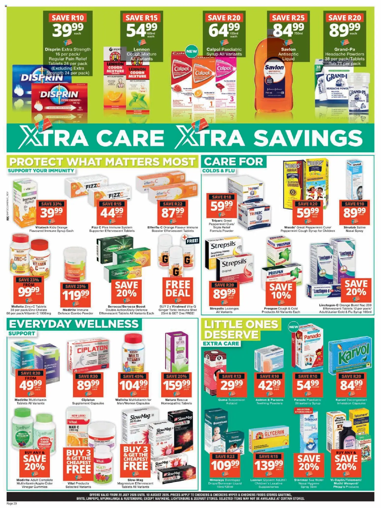 New Checkers catalogue – valid from 20/07/2026 | Page: 20 | Products: Cider, Cough syrup, Vinegar, Syrup
