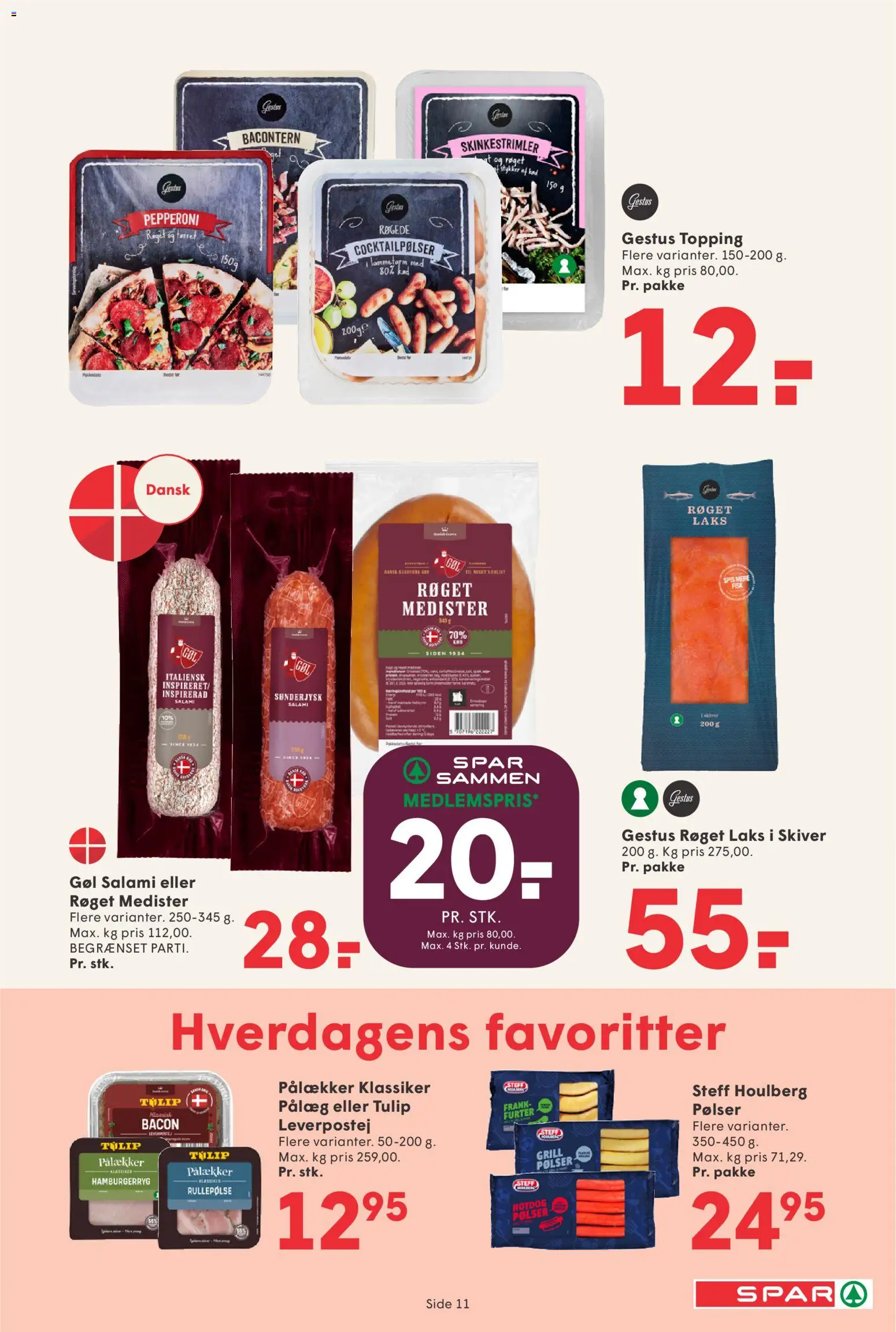 Spar tilbudsavis – gyldig fra 23/10/2026 | Side: 12 | Produkter: Salami, Cocktailpølser, Leverpostej, Bacon