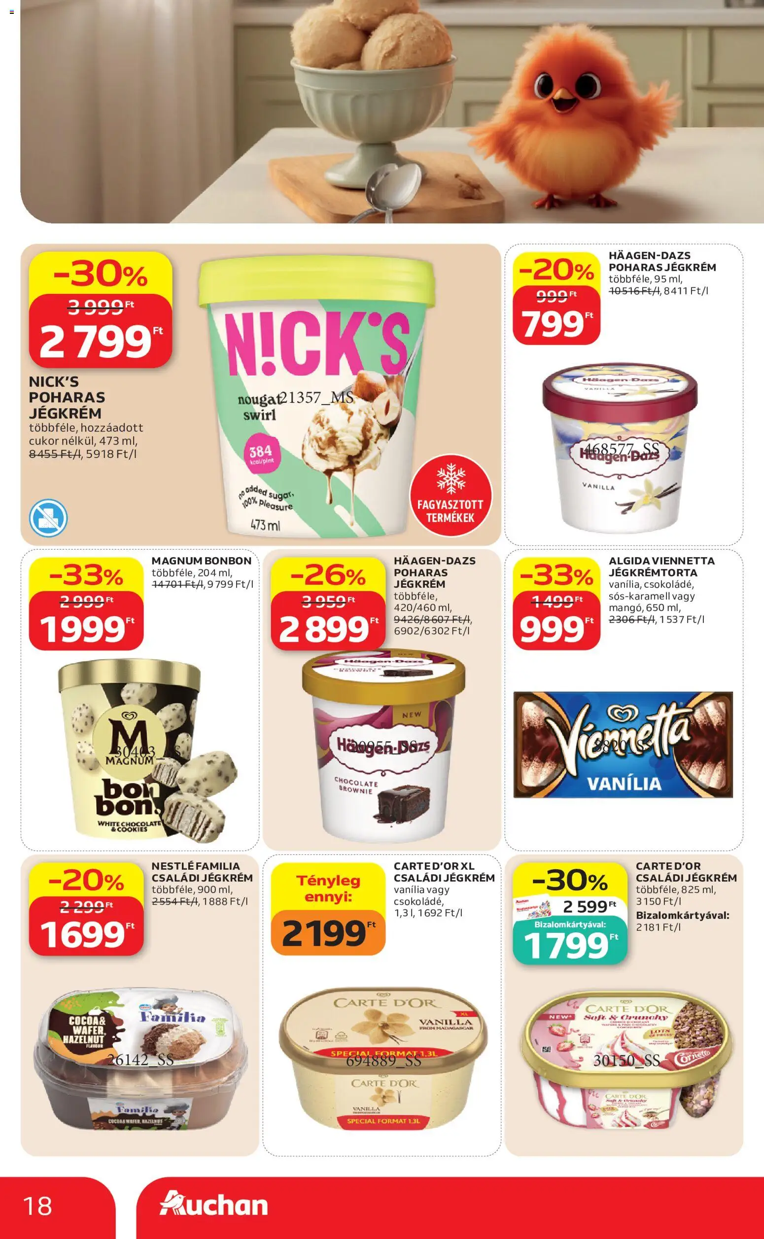 Auchan akciós ujság - amely érvényes a következő dátumtól: 2026.08.13. | Oldal: 18 | Termékek: Nestlé, Vanília, Brownie, Jégkrém