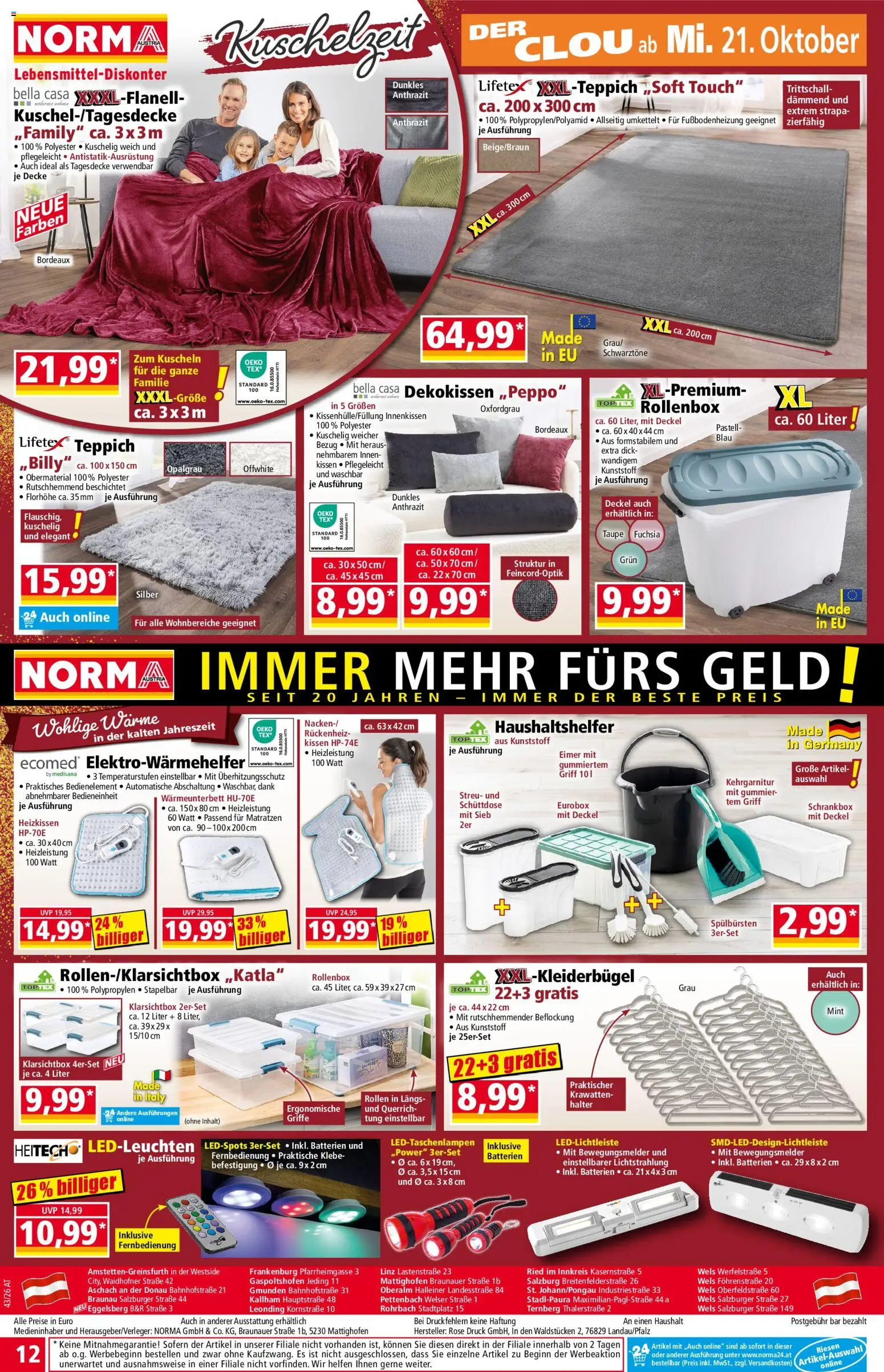 Norma Flugblatt gültig ab 19.10.2026 | Seite: 12 | Produkte: Kissen, Decke, Teppich