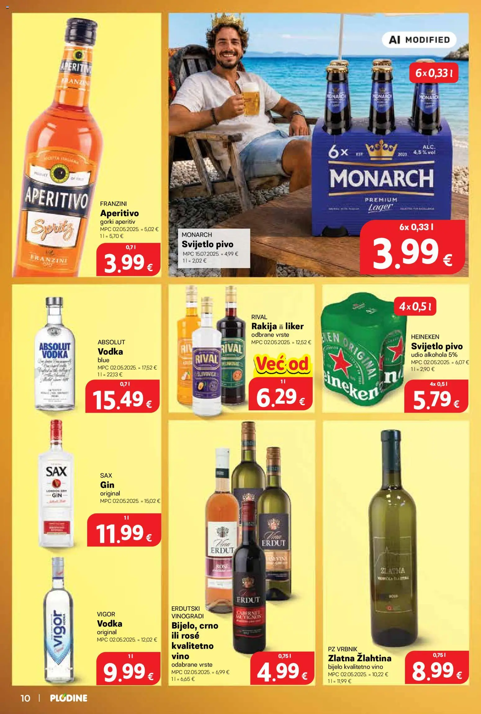Plodine katalog | vrijedi od 06.08.2026 | Stranica: 10 | Proizvodi: Pivo, Heineken, Rakija, Vodka
