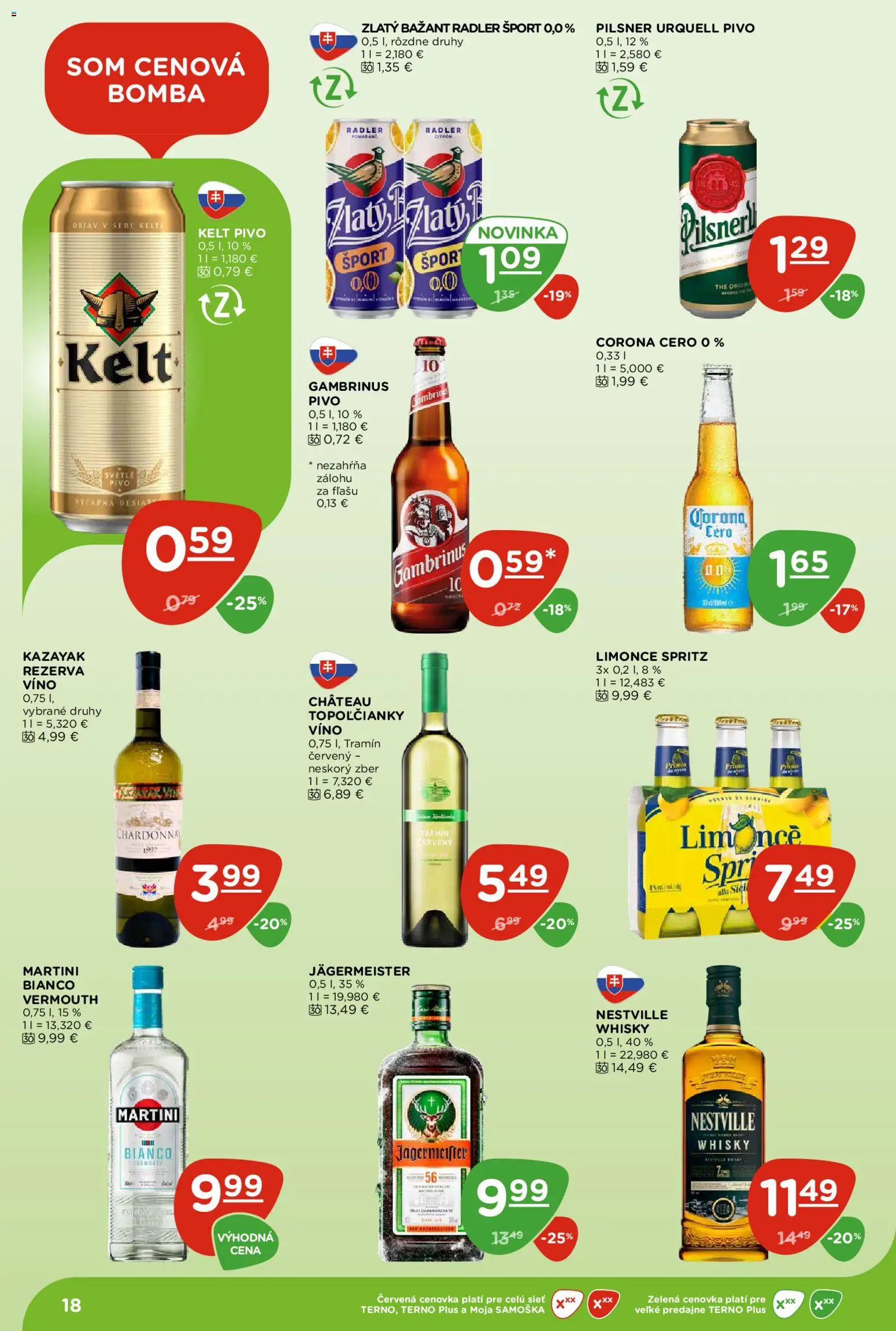 Nové Terno akcie – leták je platný od 02.07.2026 | Strana: 18 | Produkty: Jägermeister, Víno, Zlatý Bažant, Gambrinus