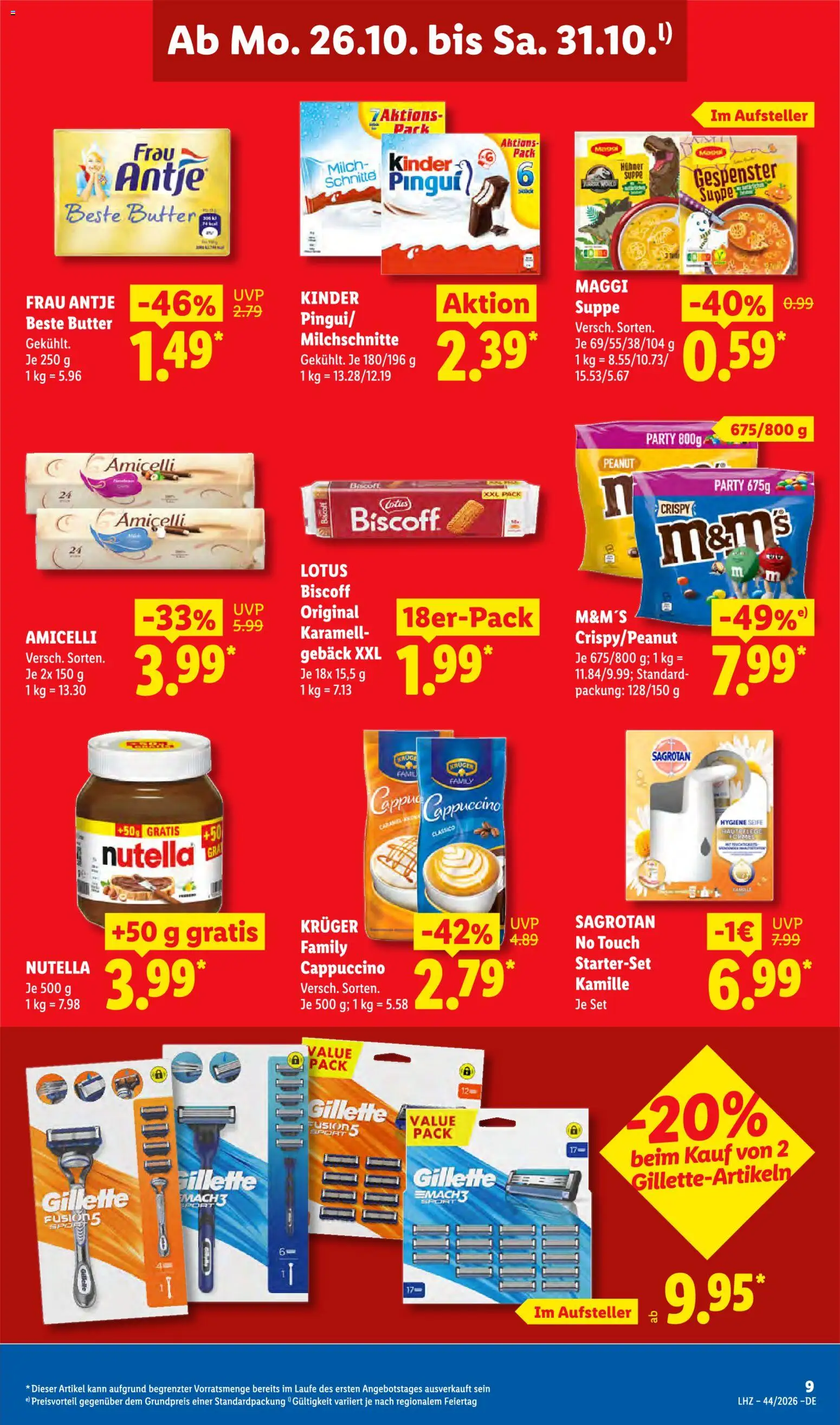 Lidl Německo leták od 26.10.2026 | Strana: 19 | Produkty: Maggi, Cappuccino, Kinder, Lotus
