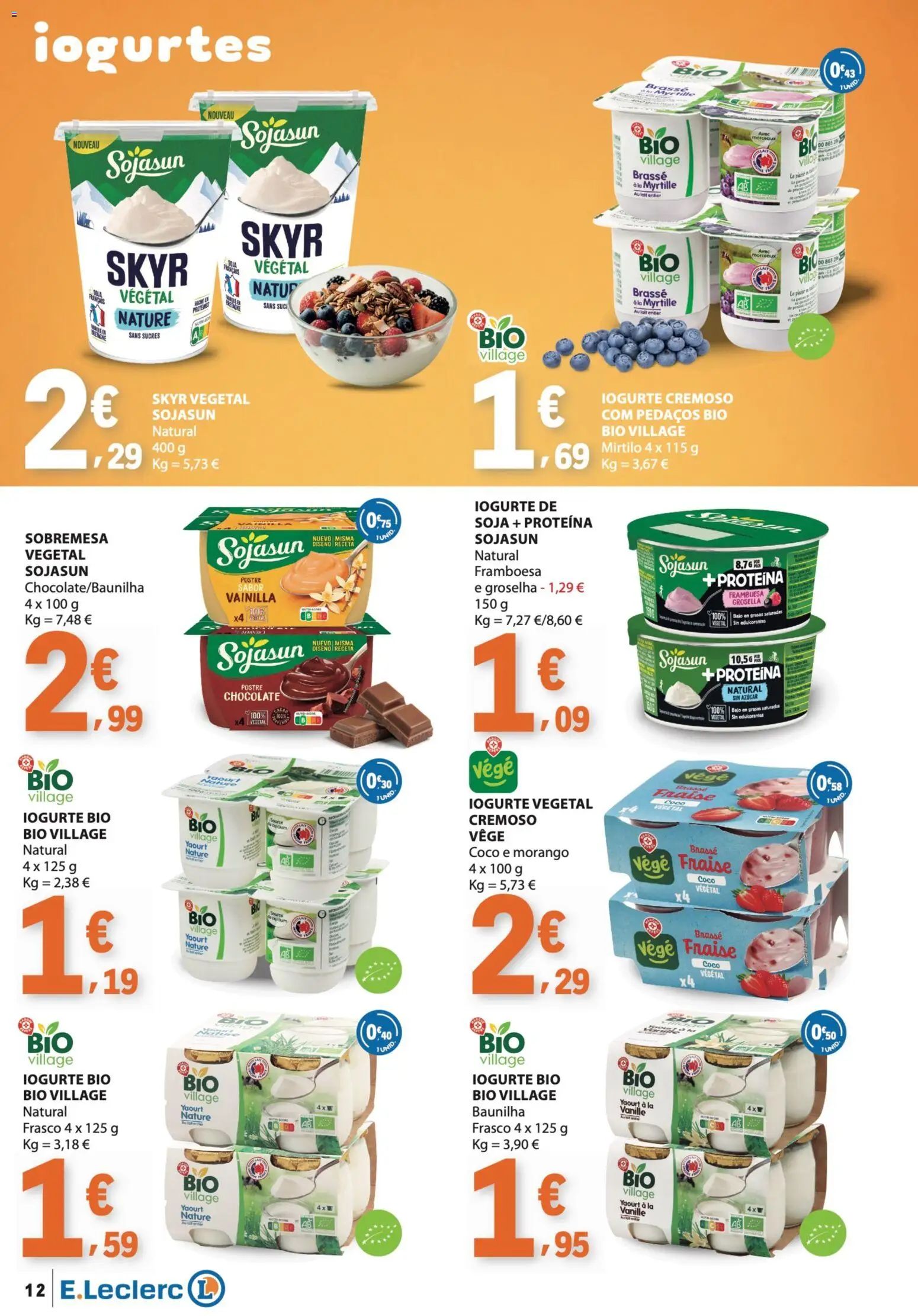 E.Leclerc folheto Bebidas, Gelados e Iogurtes │ válido de 16.06.2026 | Página: 12 | Produtos: Soja, Iogurtes, Iogurte, Chocolate