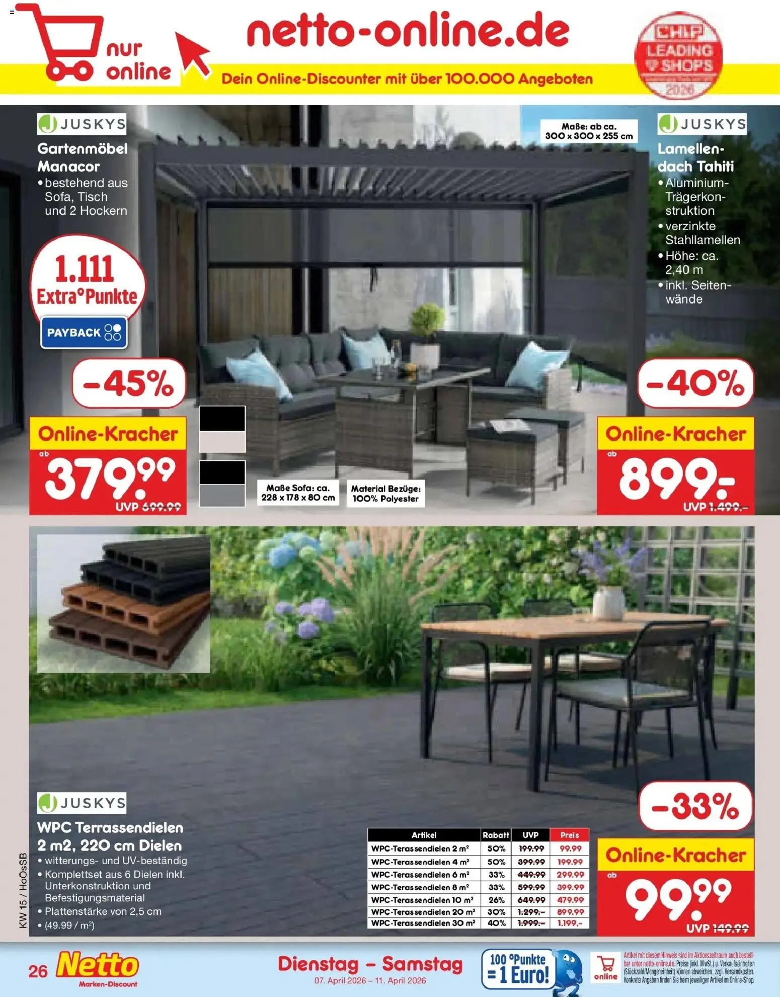 Netto Marken-Discount Prospekt Hamburg	 – gültig ab 07.04.2026 | Seite: 36 | Produkte: Sofa, Tisch, Gartenmöbel