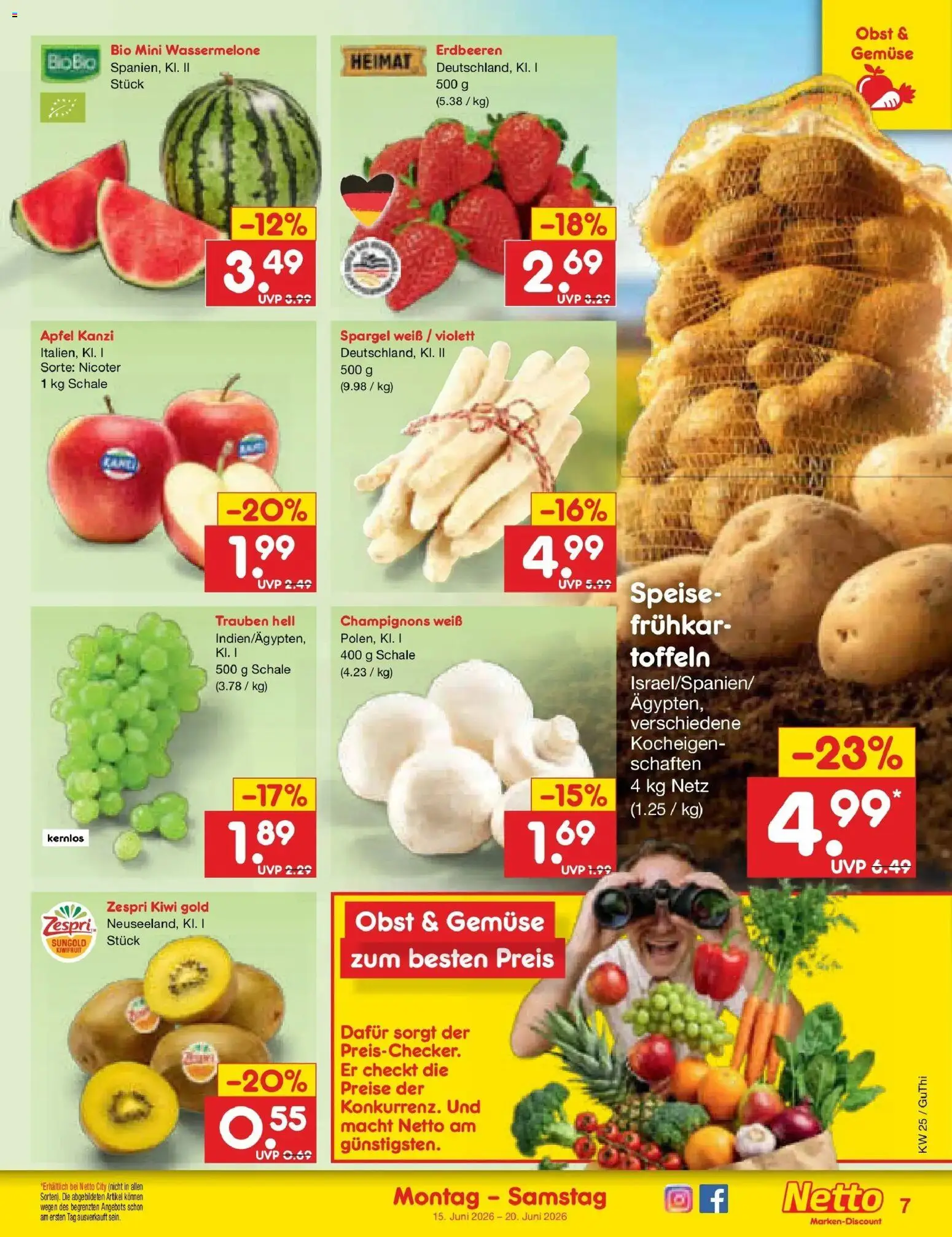Netto Marken-Discount Prospekt Machern – gültig ab 14.06.2026 | Seite: 9 | Produkte: Trauben, Champignons, Obst, Erdbeeren