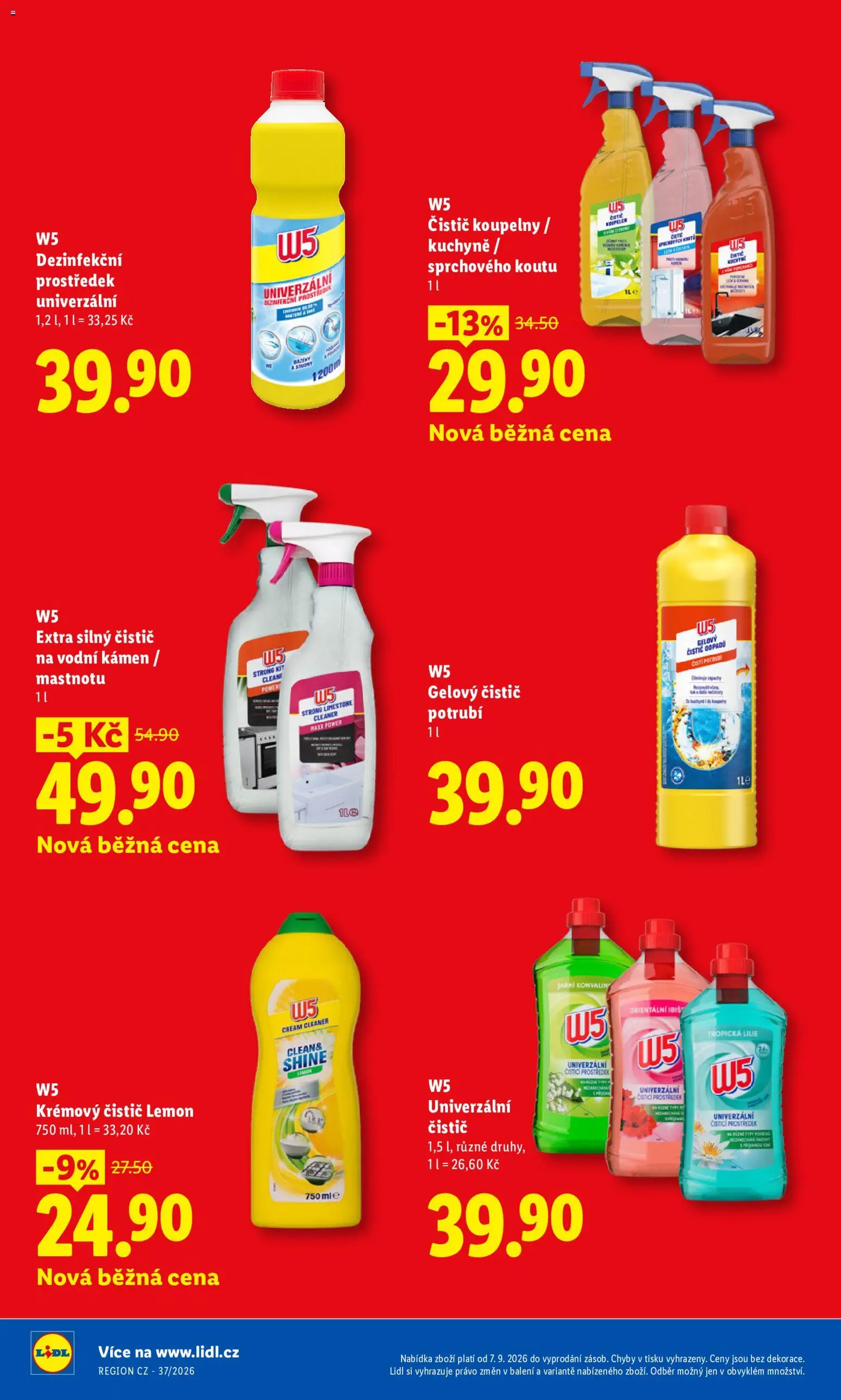 Lidl leták - Pro čistou domácnost máme všechno od 07.09.2026 | Strana: 14 | Produkty: Čistící prostředek, Univerzální čistič, W5, Kuchyně