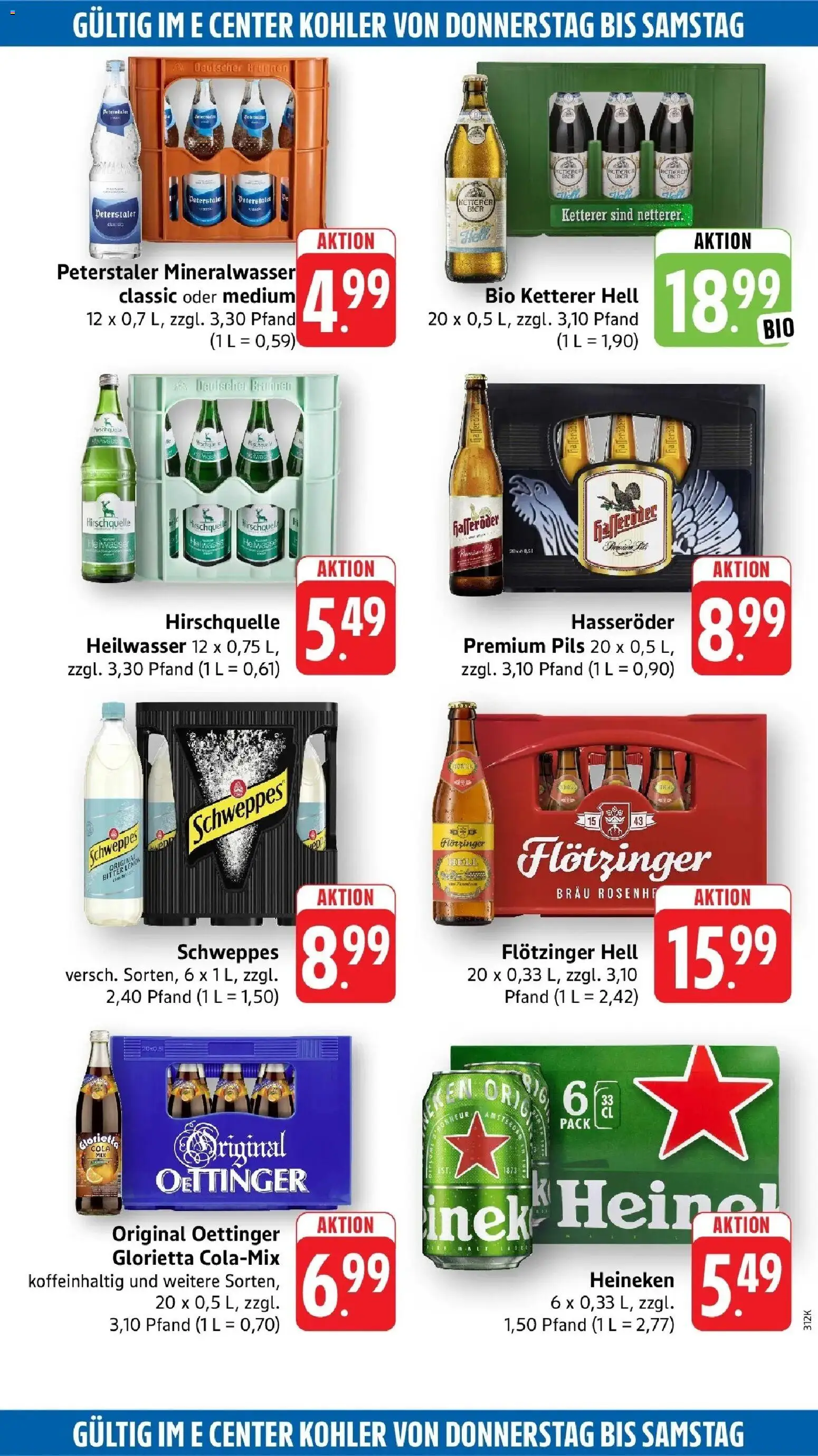 E center Prospekt Kehl (ab 19.10.2026) zum Blättern | Seite: 62 | Produkte: Oettinger, Schweppes, Heineken, Hasseröder