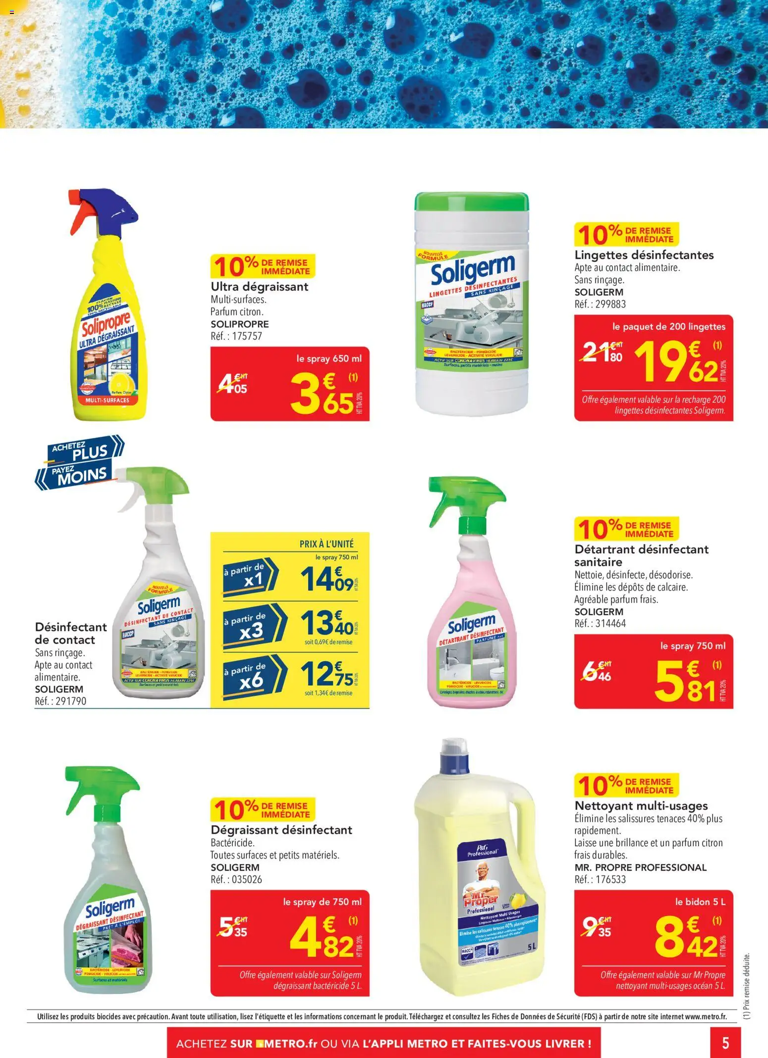 {H1} | Page: 5 | Produits: Citron, Lingettes désinfectantes, Détartrant, Dégraissant