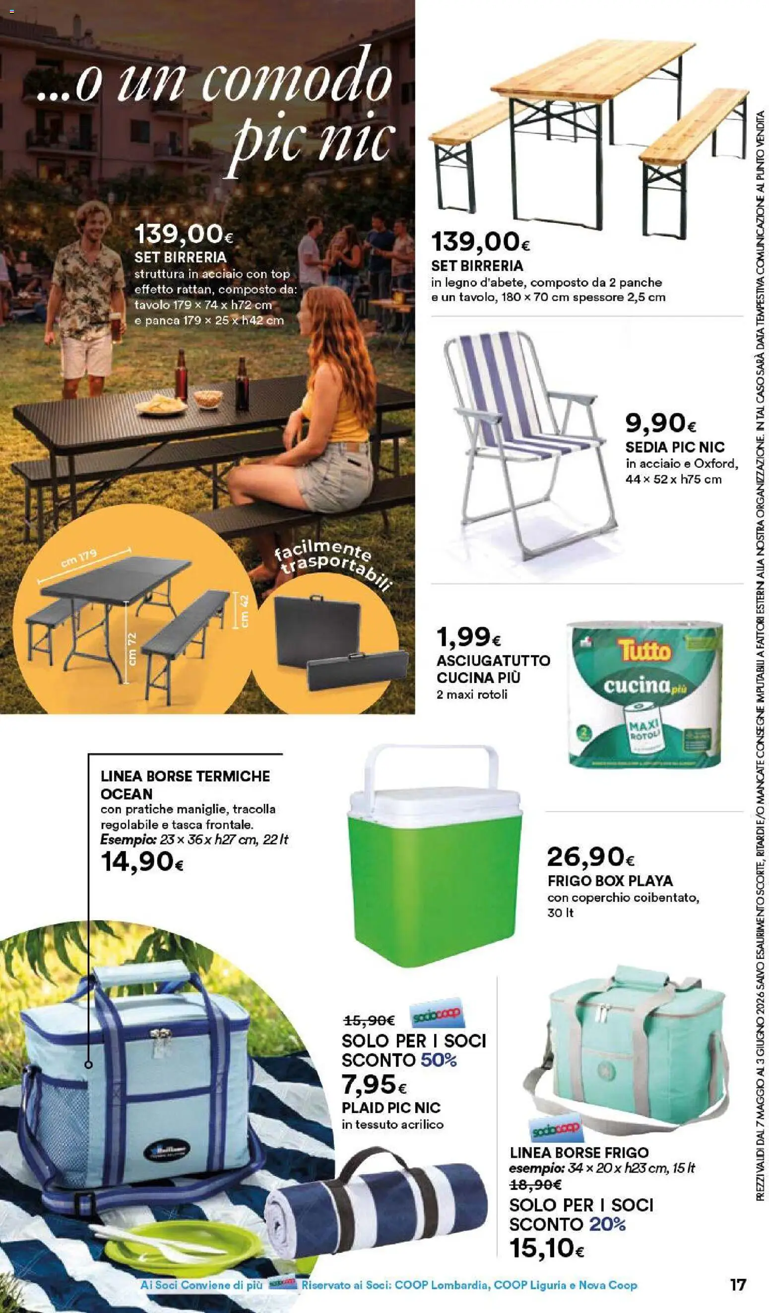 Volantino Ipercoop del 07.05.2026 | Pagina: 17 | Prodotti: Plaid, Set birreria, Tavolo, Sedia