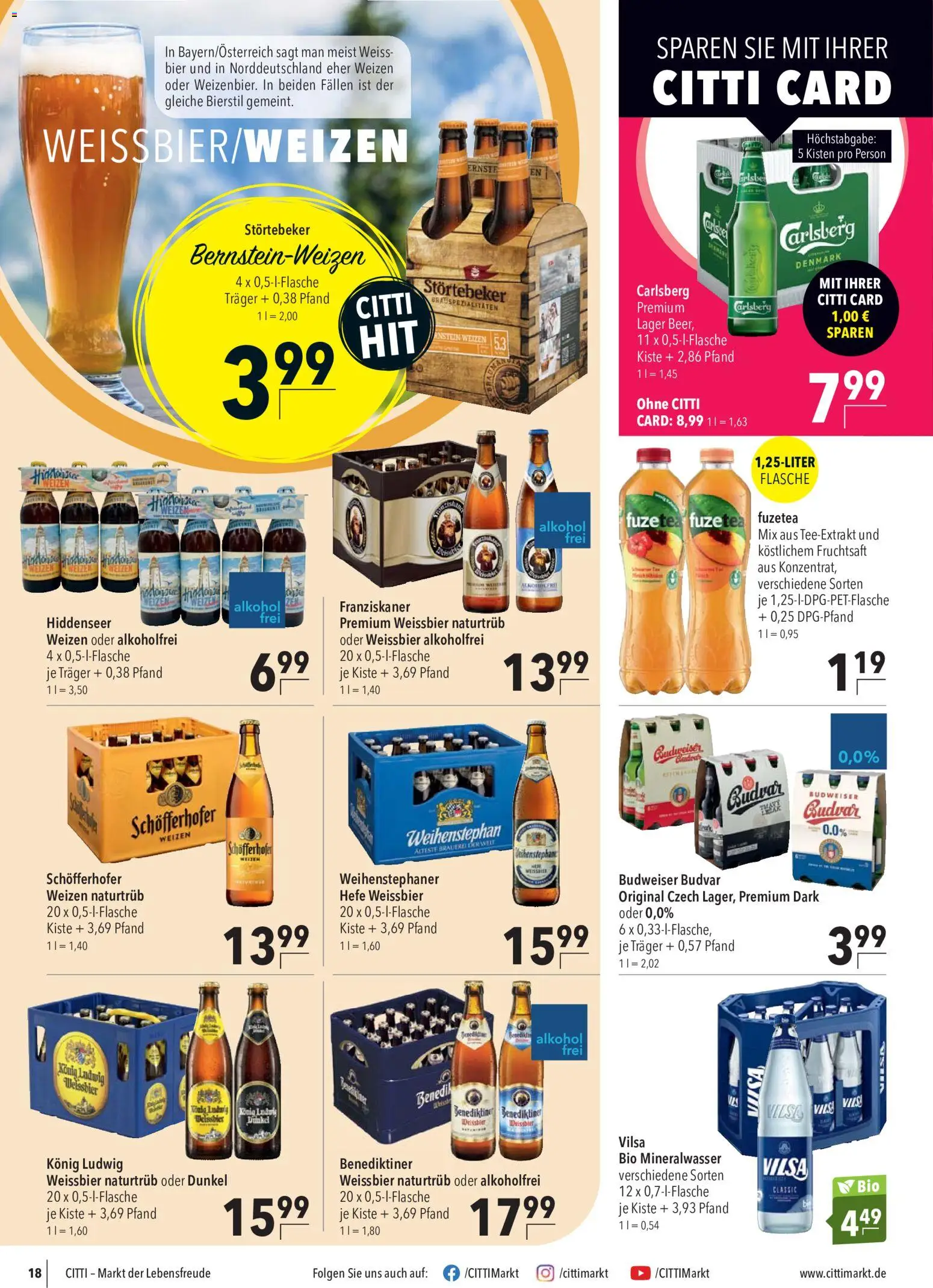 CITTI Markt Prospekt – gültig ab 29.07.2026 | Seite: 18 | Produkte: Franziskaner, Bier, Weißbier, Mineralwasser