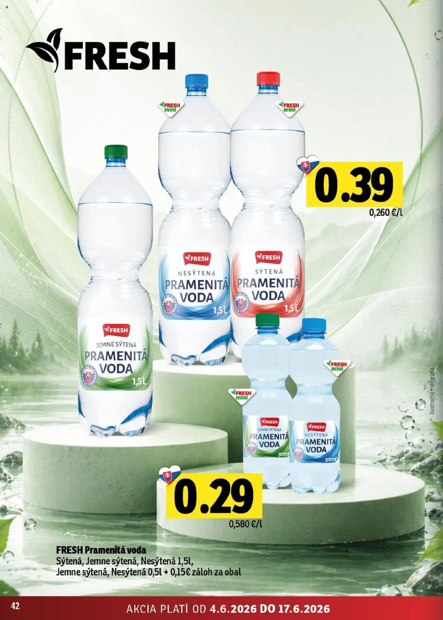Nové Fresh akcie – leták je platný od 04.06.2026 | Strana: 42 | Produkty: Voda