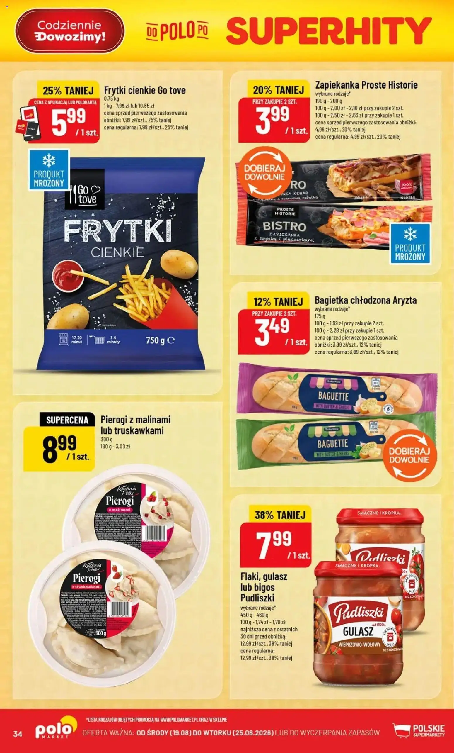 Nowa POLOmarket gazetka od jutra 19.08.2026 | Strona: 34 | Produkty: Kebab, Pierogi, Szynka, Bagietka