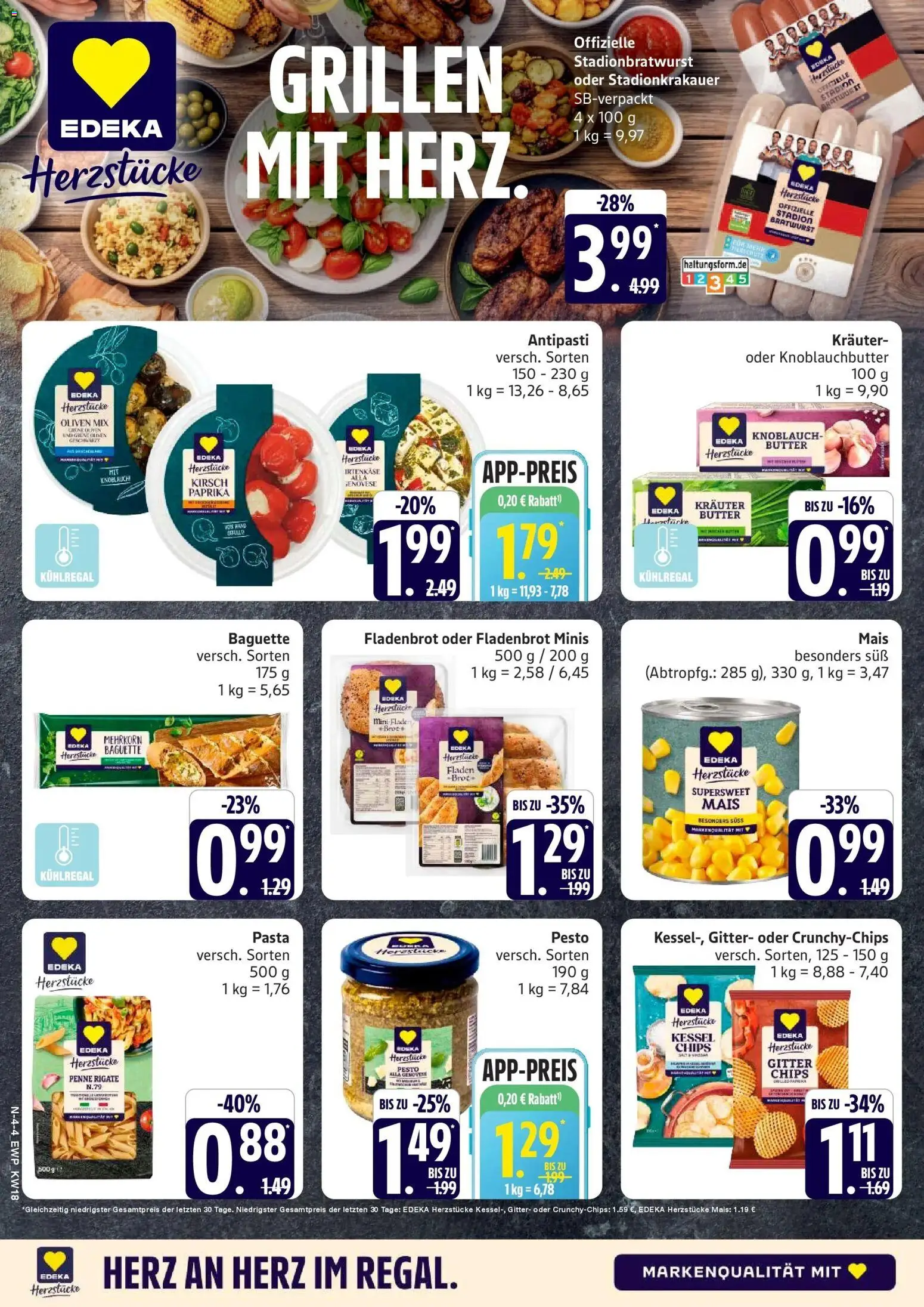 Edeka Prospekt Rostock – gültig ab 27.04.2026 | Seite: 4 | Produkte: Butter, Baguette, Paprika, Knoblauch