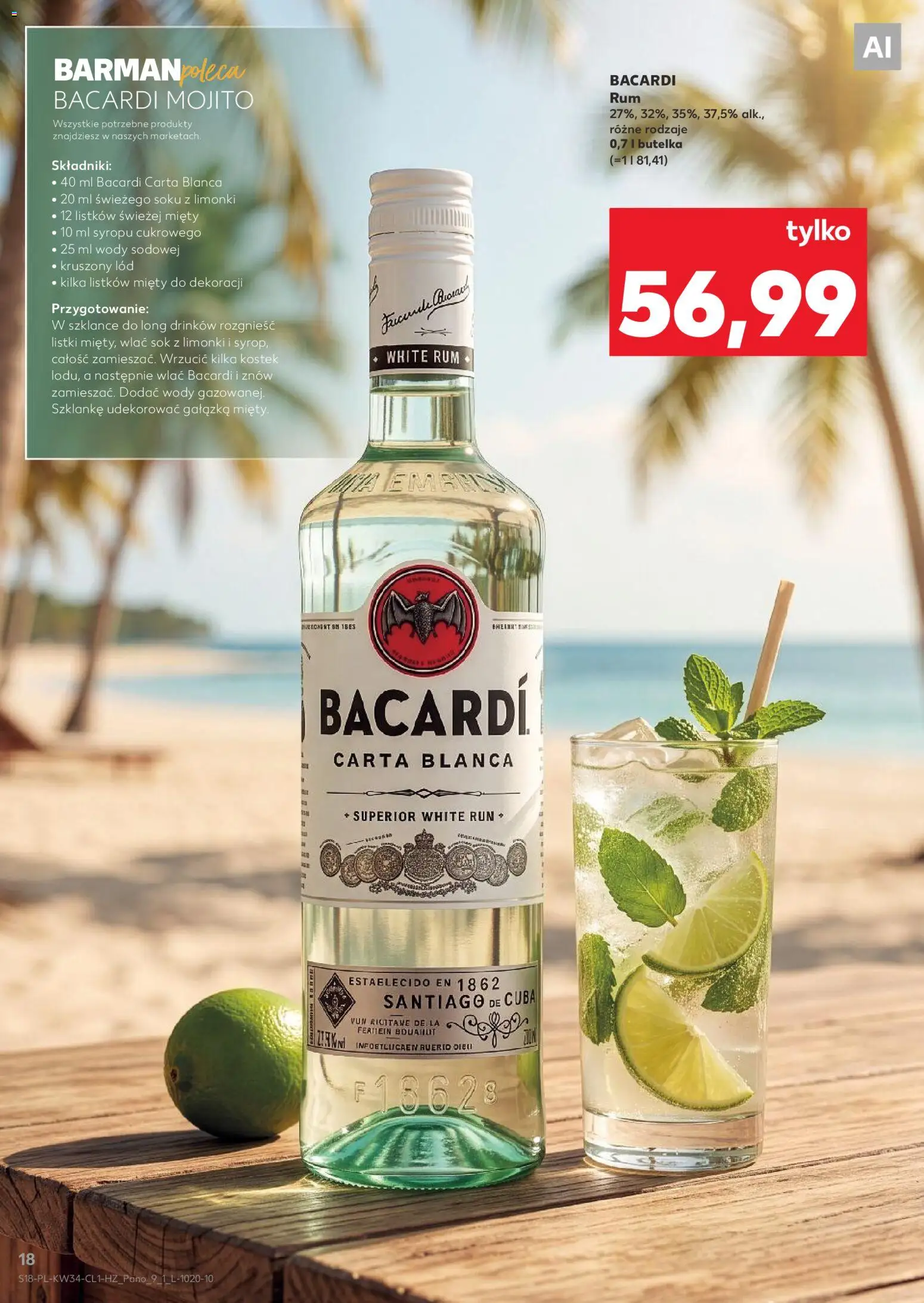 Kaufland Polsko leták - Barek od 20.08.2026 | Strana: 18 | Produkty: Rum, Bacardi, Mojito