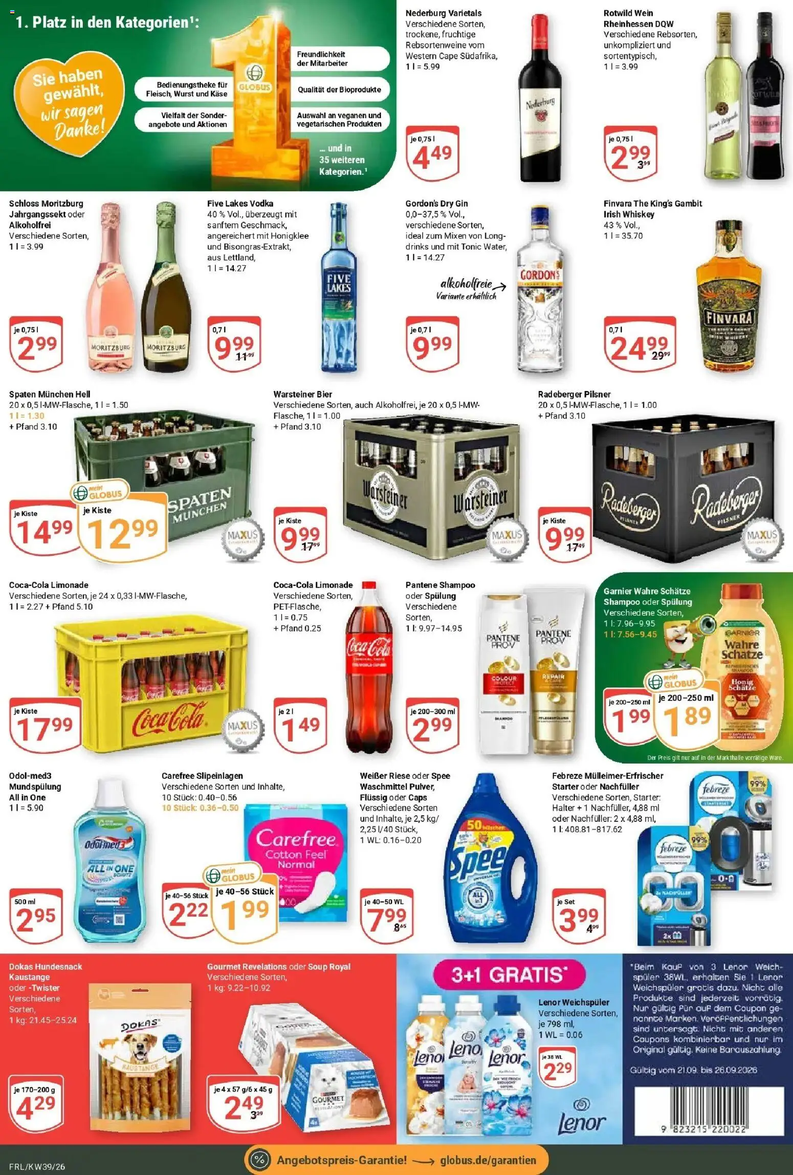 Globus Prospekt Freilassing (ab 21.09.2026) » Angebote online | Seite: 5 | Produkte: Lenor, Käse, Waschmittel, Warsteiner