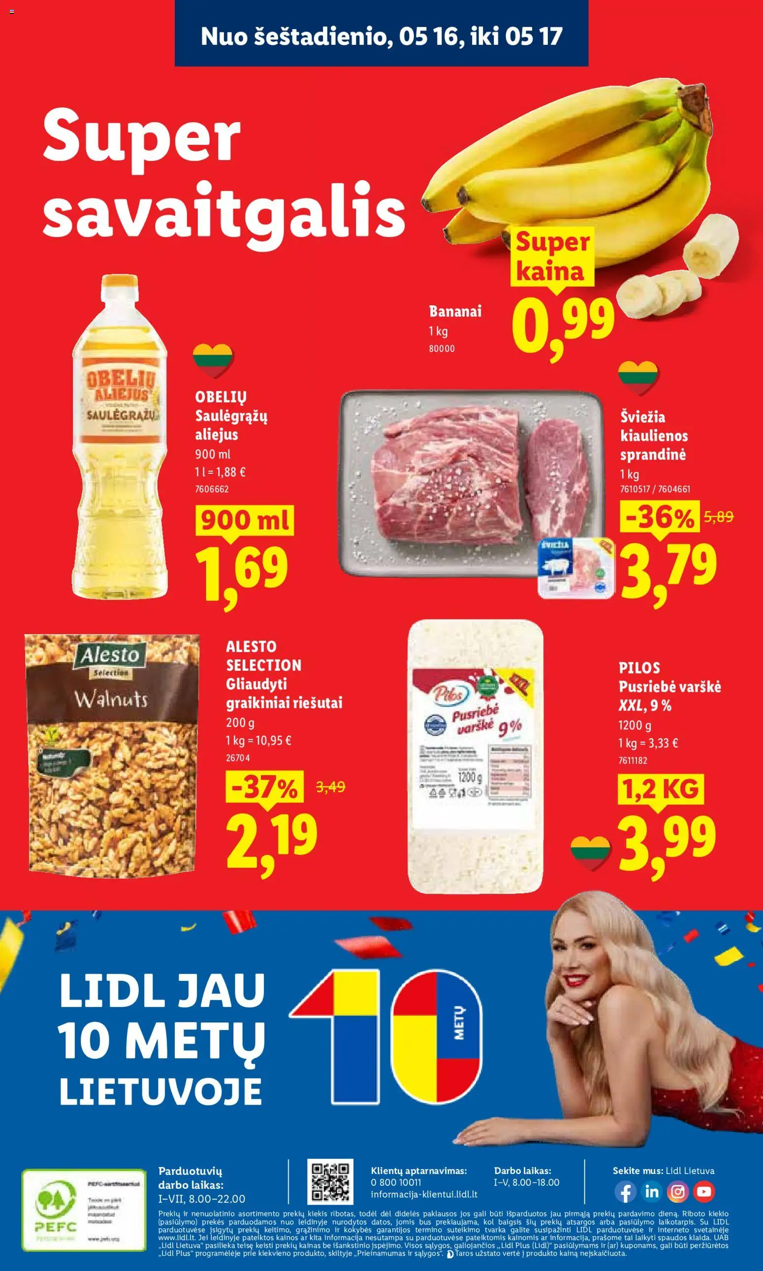 LIDL akcijos nuo 11.05.2026 | Puslapis: 50 | Prekių: Riešutai, Kiaulienos, Aliejus, Bananai