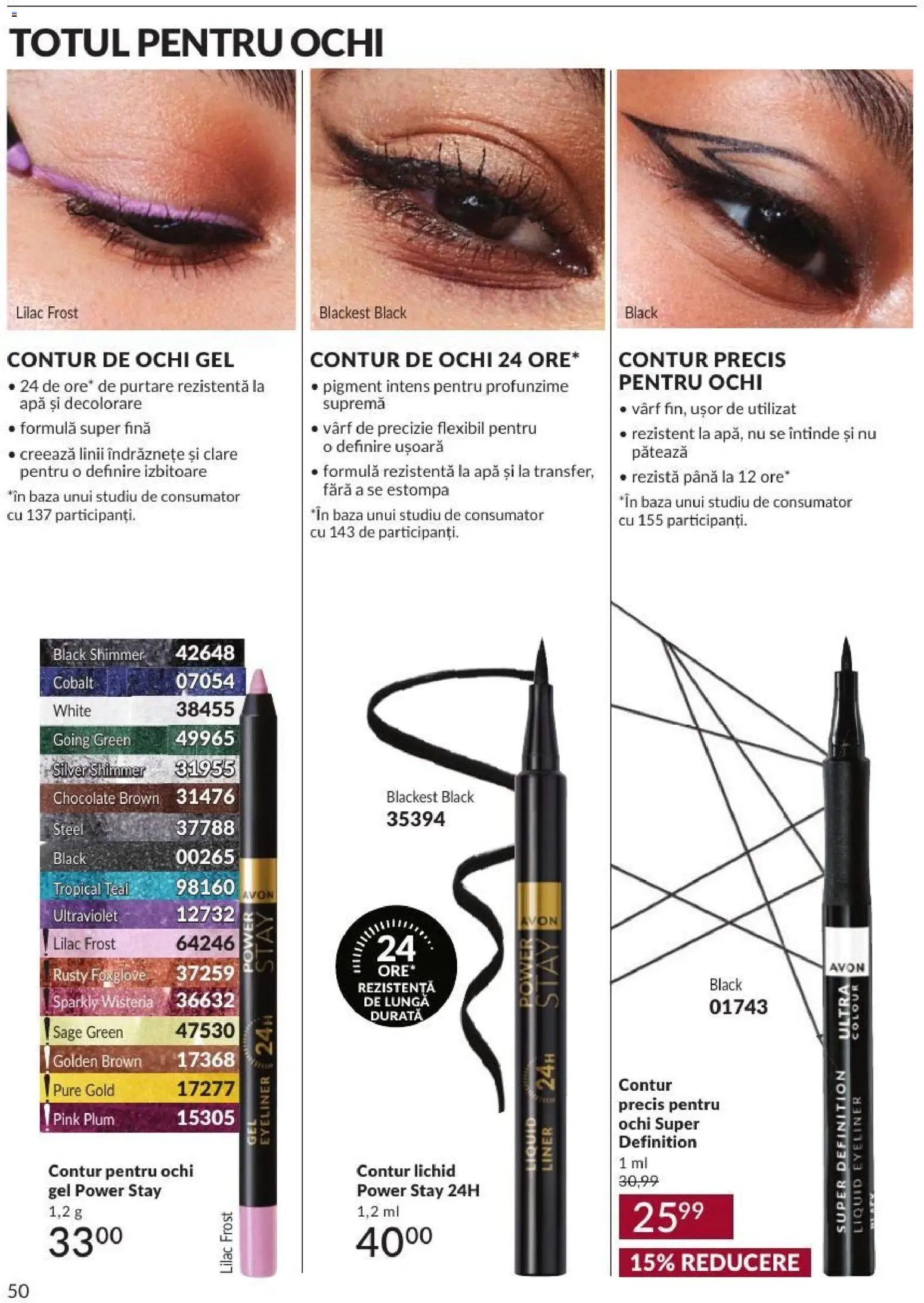 Noul catalog Avon – valabil de la 01.09.2026 | Pagină: 50 | Produse: Ochi, Apă, Power, Black