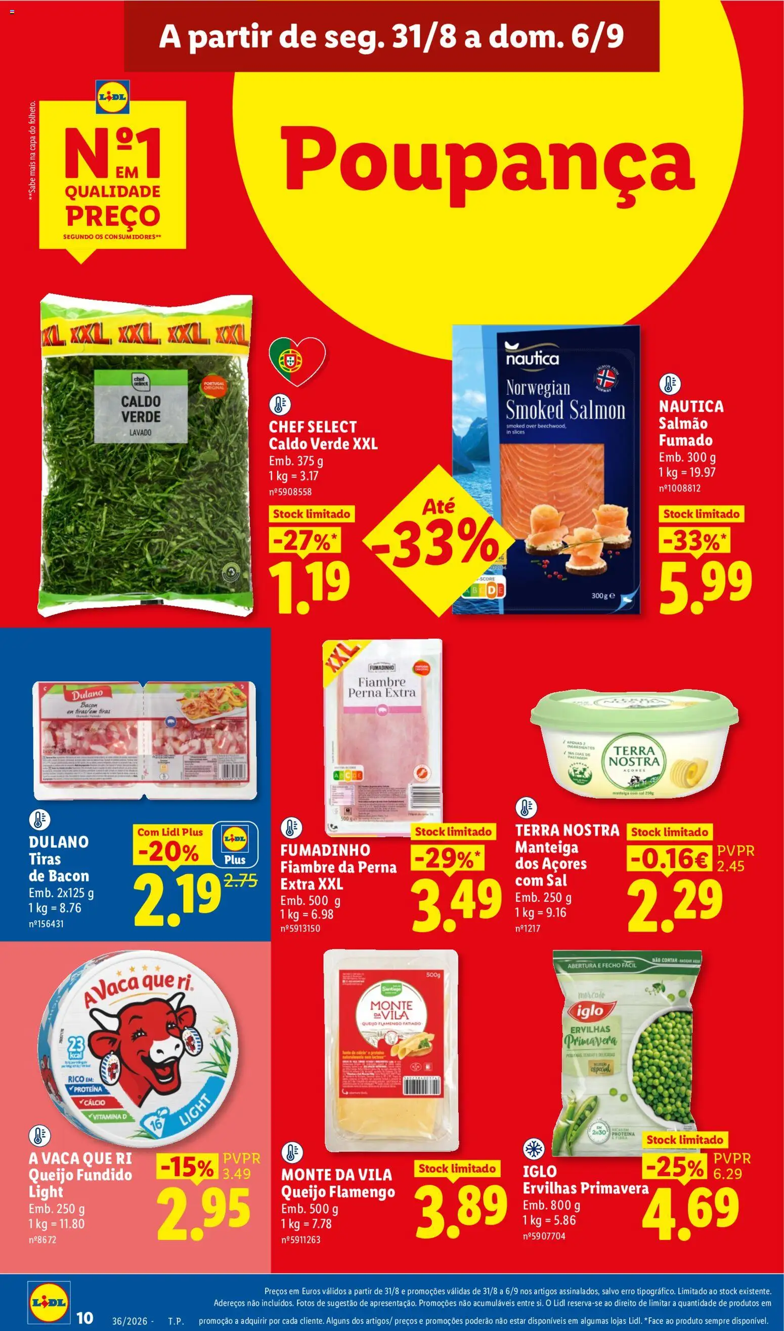 Lidl folheto │ válido de 31/08/2026 | Página: 10 | Produtos: Fiambre, Bacon, Sal, Salmão