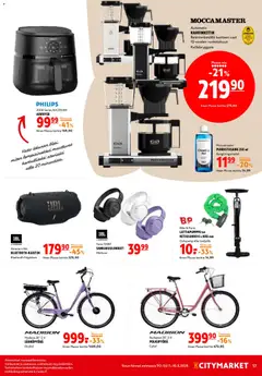 K-Citymarket-mainoslehti voimassa 07.05.2026 alkaen | Sivu: 17 | Tuotteet: Kahvinkeitin, Sähköpyörä, Polkupyörä, Puhdistusaine