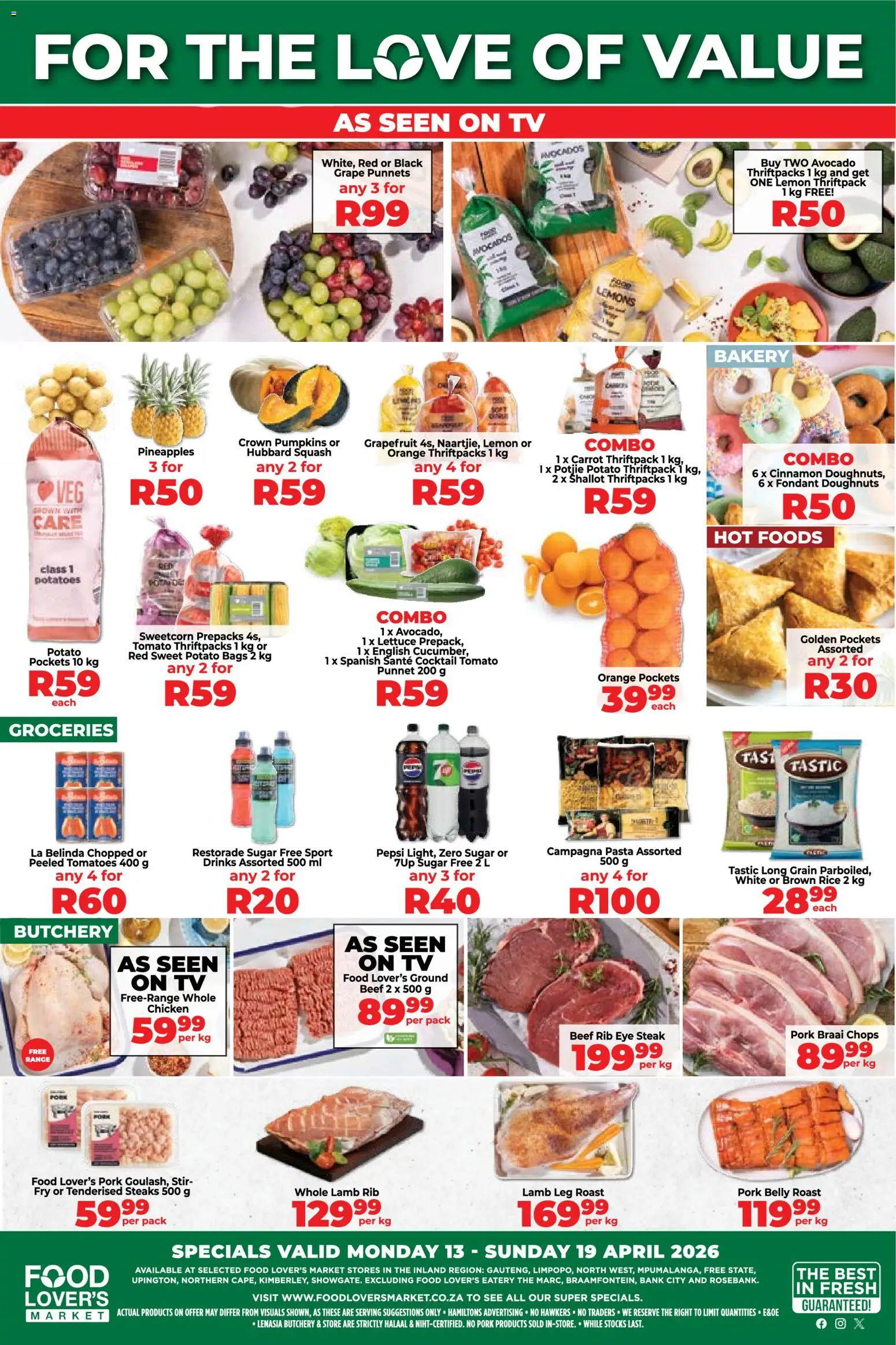 New Food Lover's Market catalogue – valid from 13.04.2026 | Page: 1 | Products: Tomatoes, Pineapple, Pasta, Vegetables