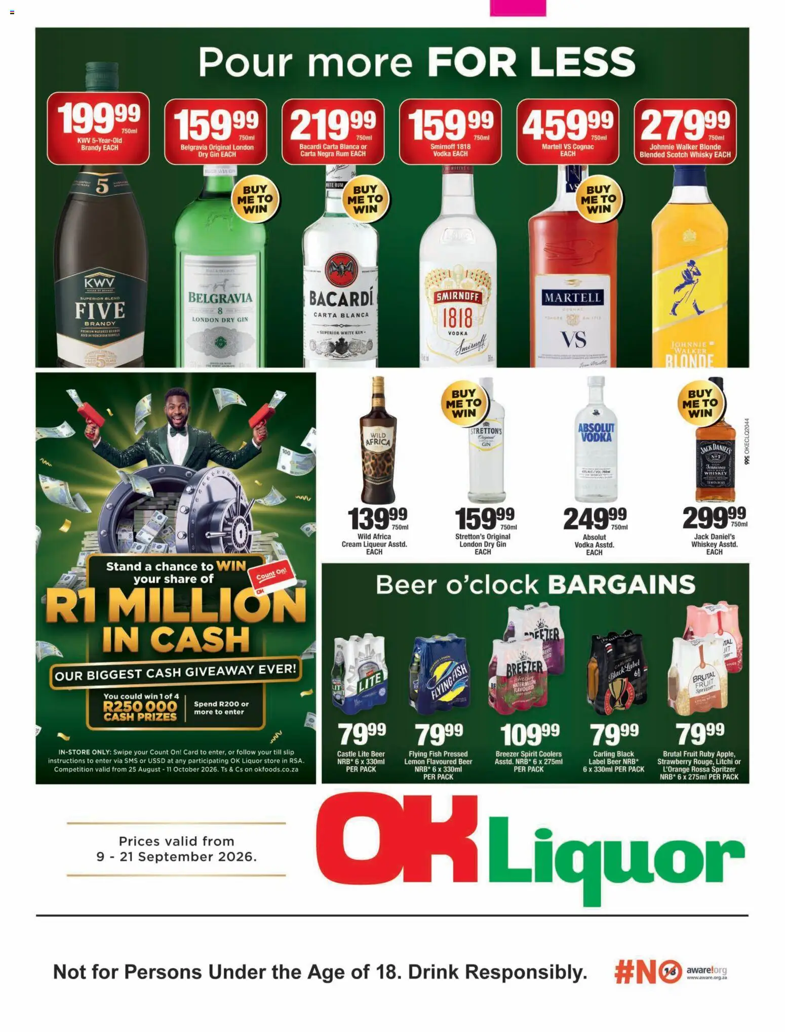 New OK Foods catalogue – valid from 09/09/2026 | Page: 1 | Products: Brandy, Beer, Vodka, Lemon