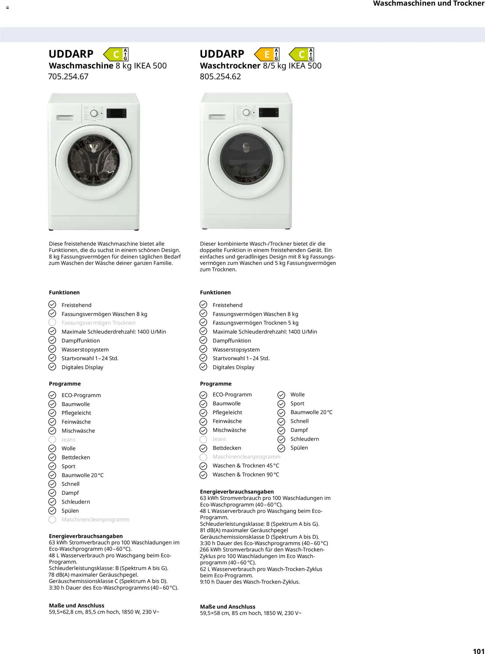 Ikea Elektrogeräte – gültig ab 02.01.2026 | Seite: 101 | Produkte: Trockner, Waschmaschine, Waschtrockner, Jeans