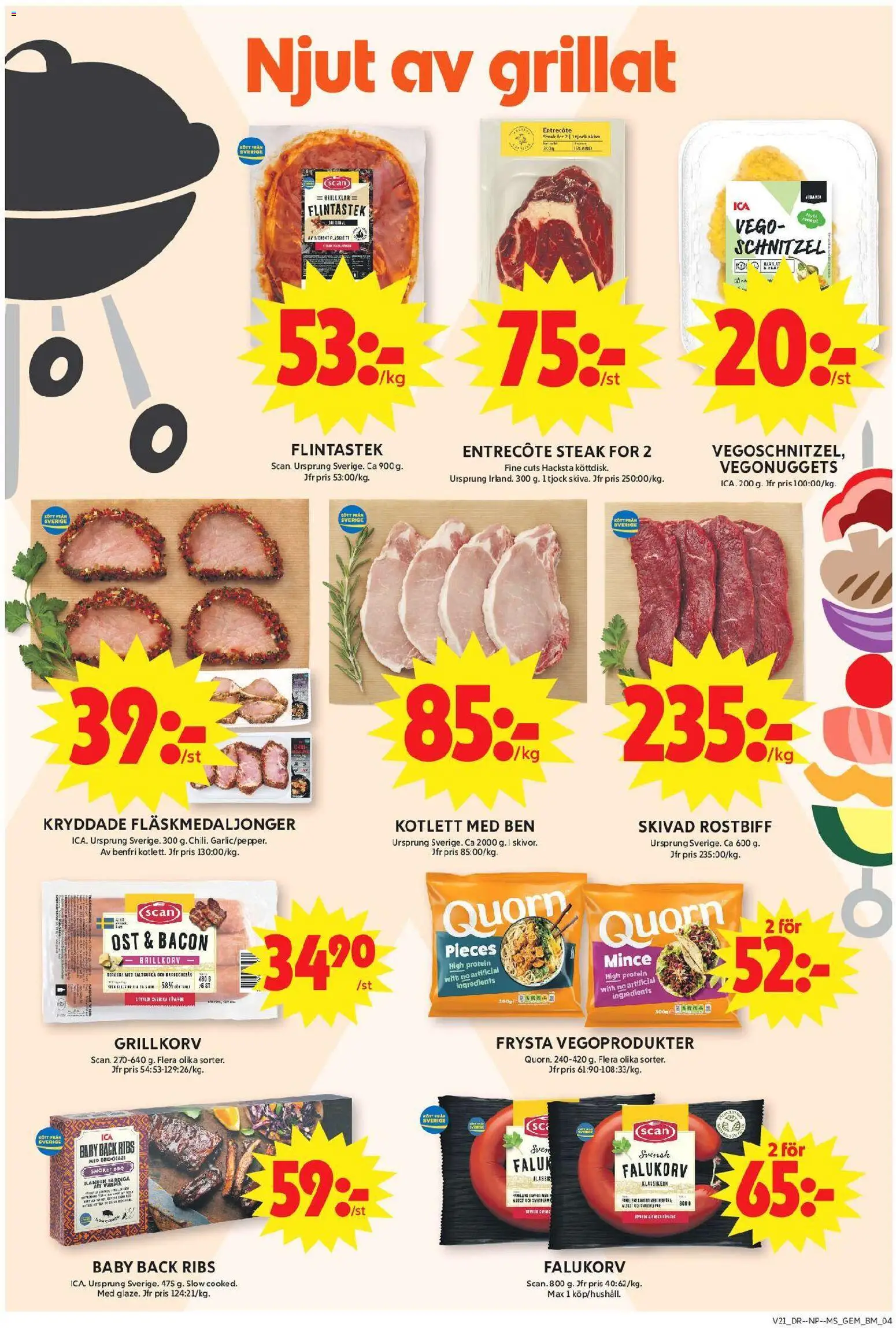 ICA Maxi reklamblad aktuell från 18.05.2026 | Sida: 4 | Produkter: Bacon, Entrecote, Grillkorv, Ost