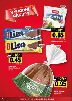 Fresh leták platný od 16.07.2026 | Strana: 26 | Produkty: Chlieb, Mozzarella