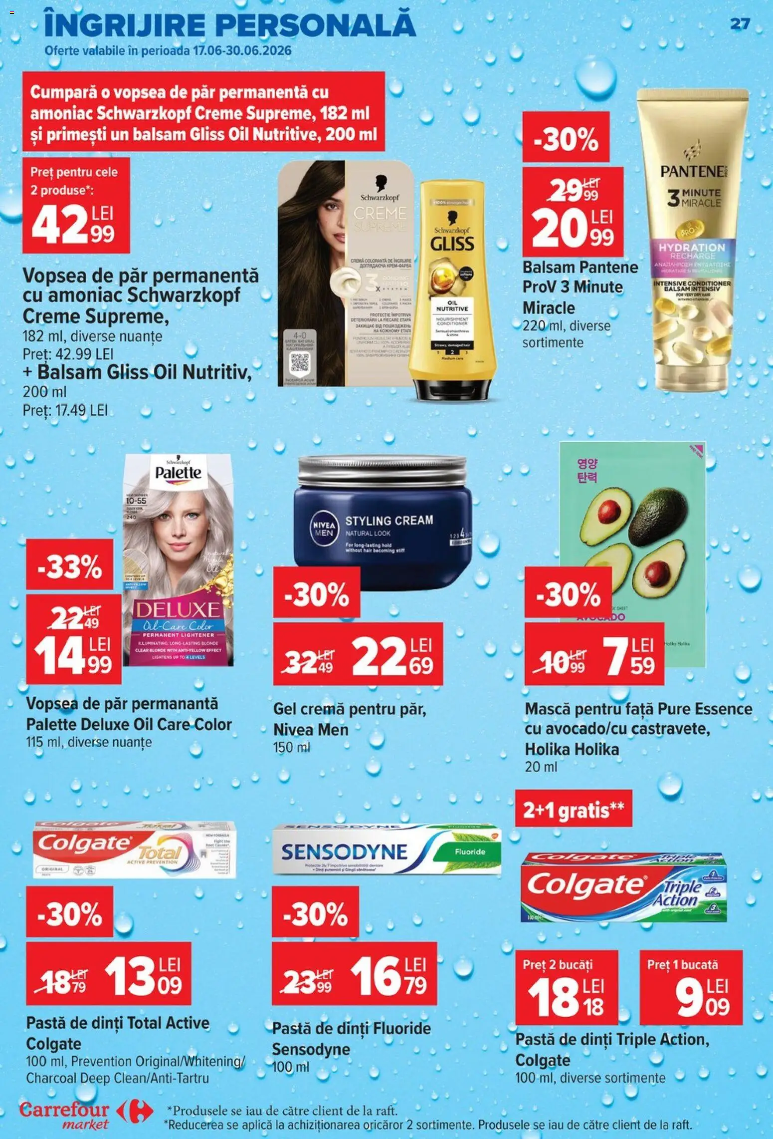Noul catalog Carrefour – valabil de la 17.06.2026 | Pagină: 26 | Produse: Vopsea, Balsam, Pastă de dinți, Vopsea de păr