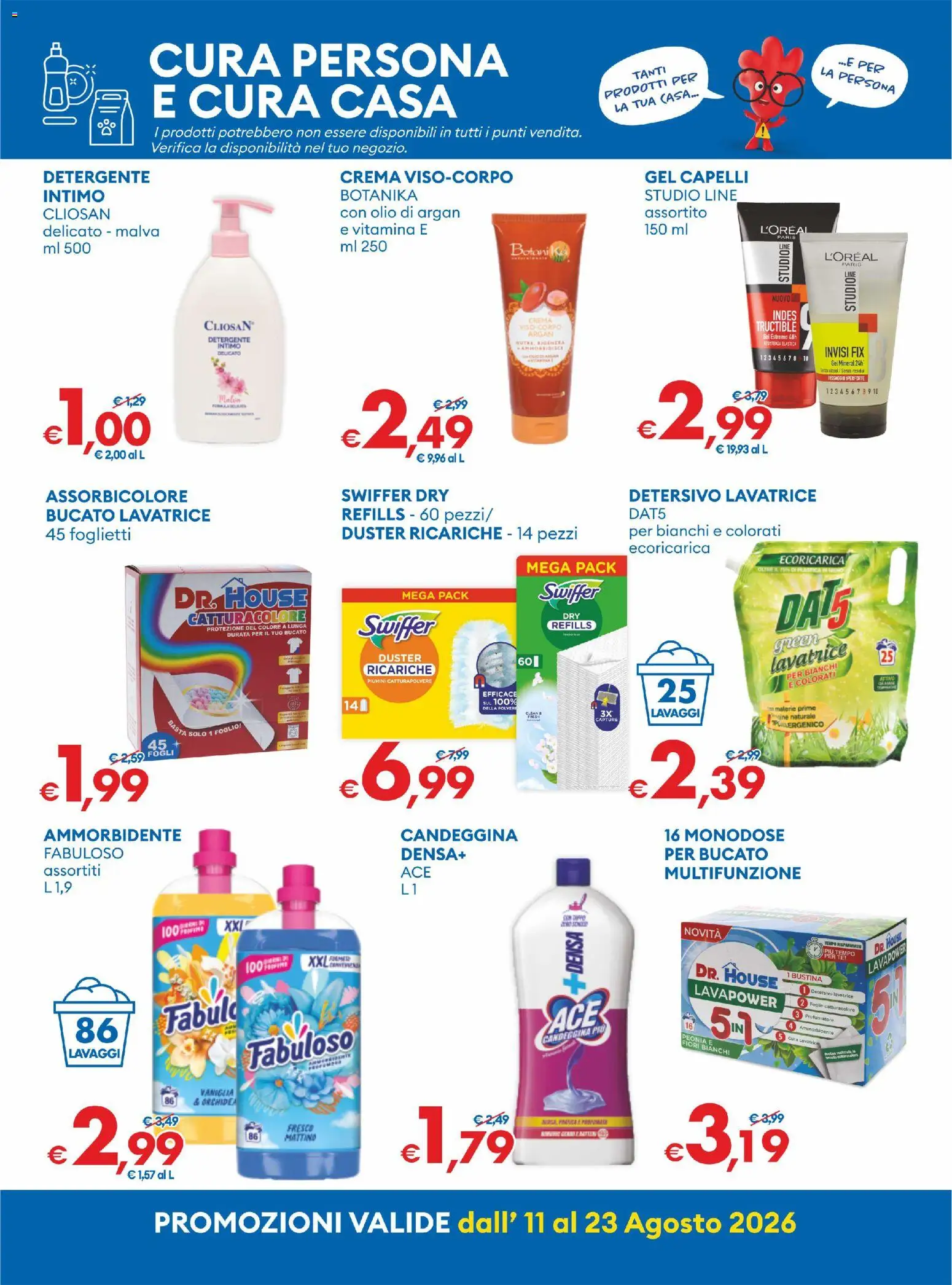 Volantino MD Discount del 11/08/2026 | Pagina: 23 | Prodotti: Ammorbidente, Gel capelli, Candeggina, Fiori