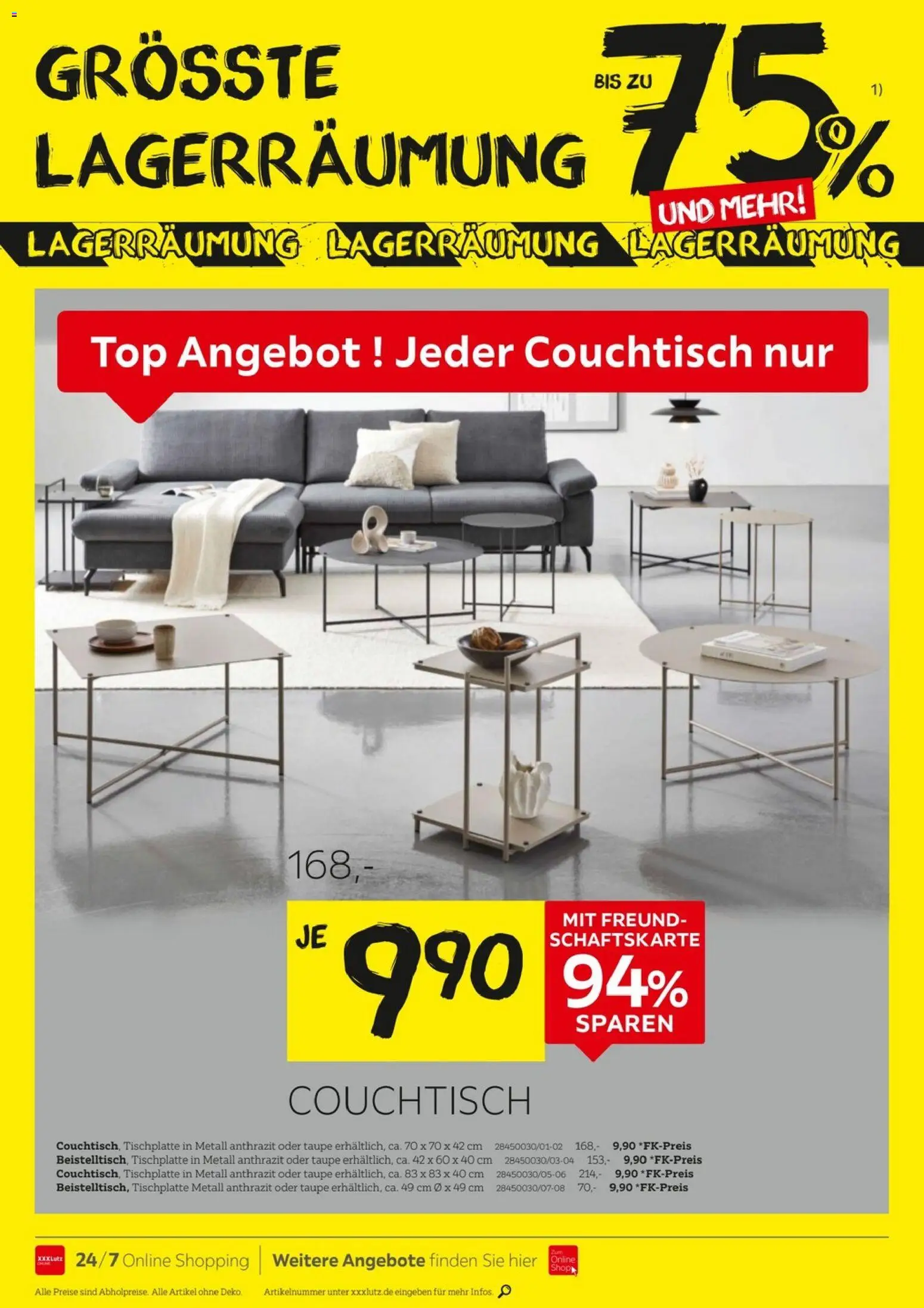 XXXLutz Größte Lagerräumung – gültig ab 04.07.2026 | Seite: 8 | Produkte: Top, Couchtisch